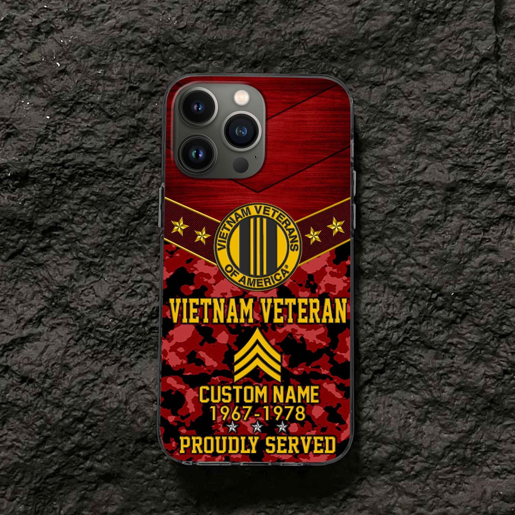 Premium Vietnam Veteran Phone Case VPVC501906, Custom Name, Rank, Year, Gifts For Vietnam Veteran, Best Gifts On Father's Day, Armed Forces Day, Independence Day, Veterans Day.