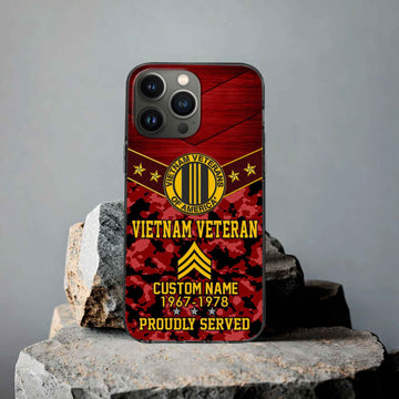 Premium Vietnam Veteran Phone Case VPVC501906, Custom Name, Rank, Year, Gifts For Vietnam Veteran, Best Gifts On Father's Day, Armed Forces Day, Independence Day, Veterans Day.