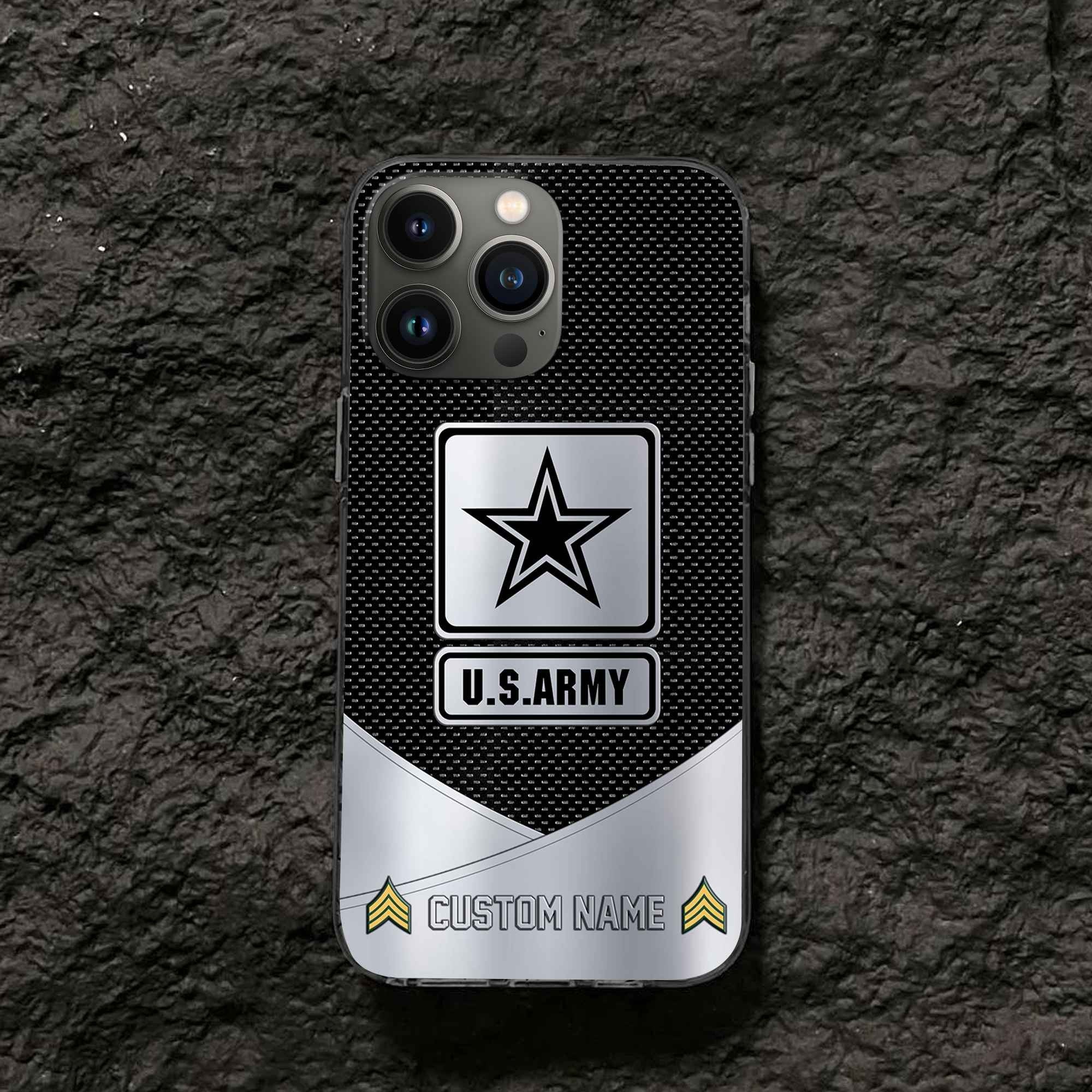 Unique Custom Name, Rank, US Army Phone Case VPVC502201, Gifts For Army Veteran, Gifts For Dad, For Husband, Best Gifts On Father's Day, Independence Day, Veterans Day.