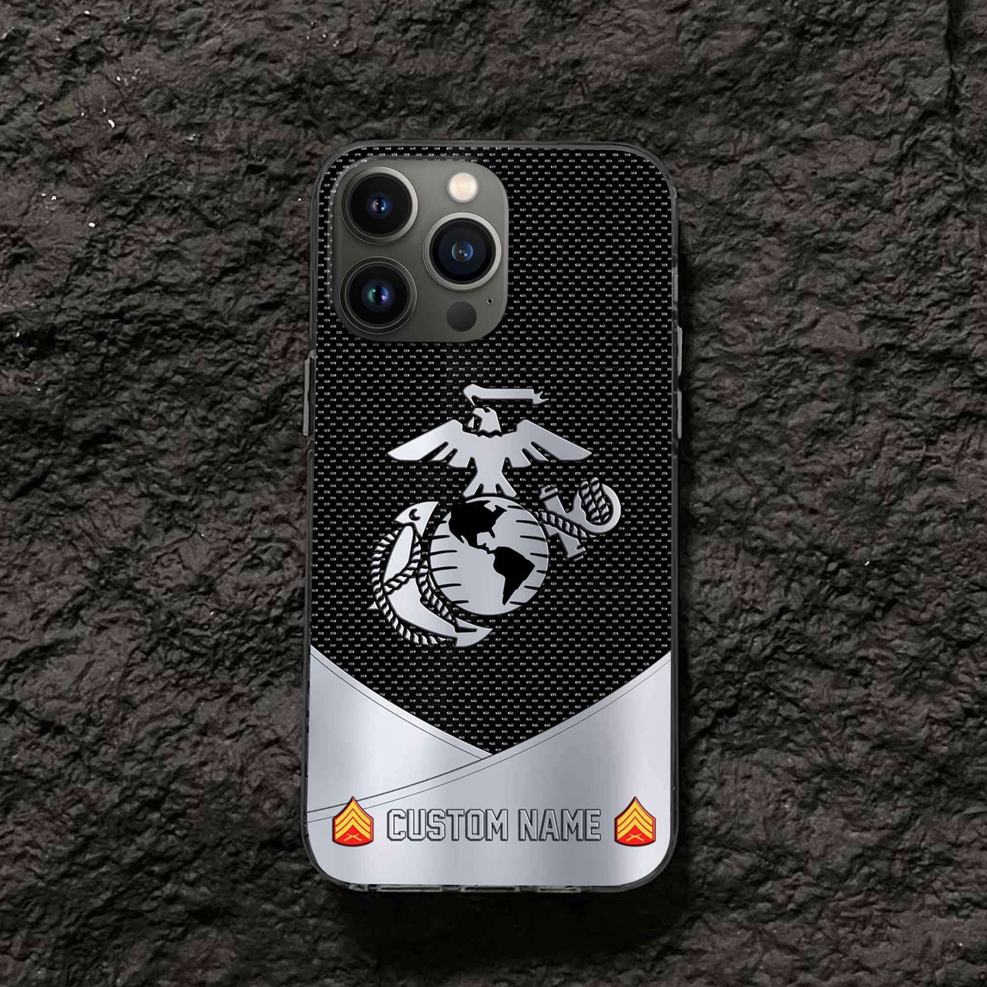 Unique Custom Name, Rank, USMC Phone Case VPVC502203, Gifts For Marine Veteran, Gifts For Dad, For Husband, Best Gifts On Father's Day, Independence Day, Veterans Day.