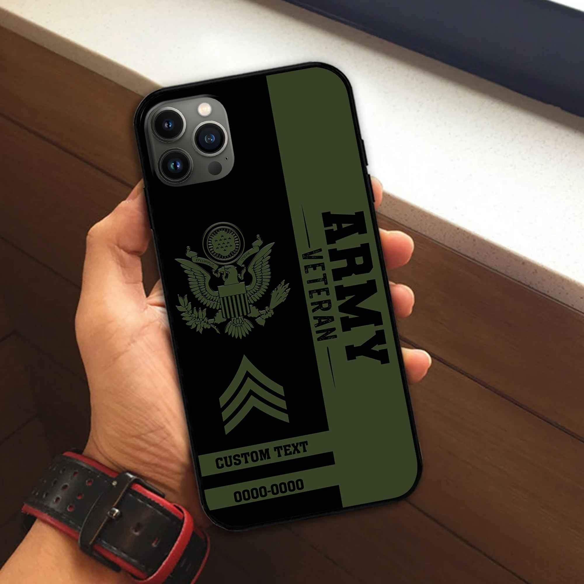 Premium US Army Phone Case VPVC502501, Custom Name, Rank, Year, Gifts For Army Veteran, Best Gifts On Father's Day, Armed Forces Day, Independence Day, Veterans Day.