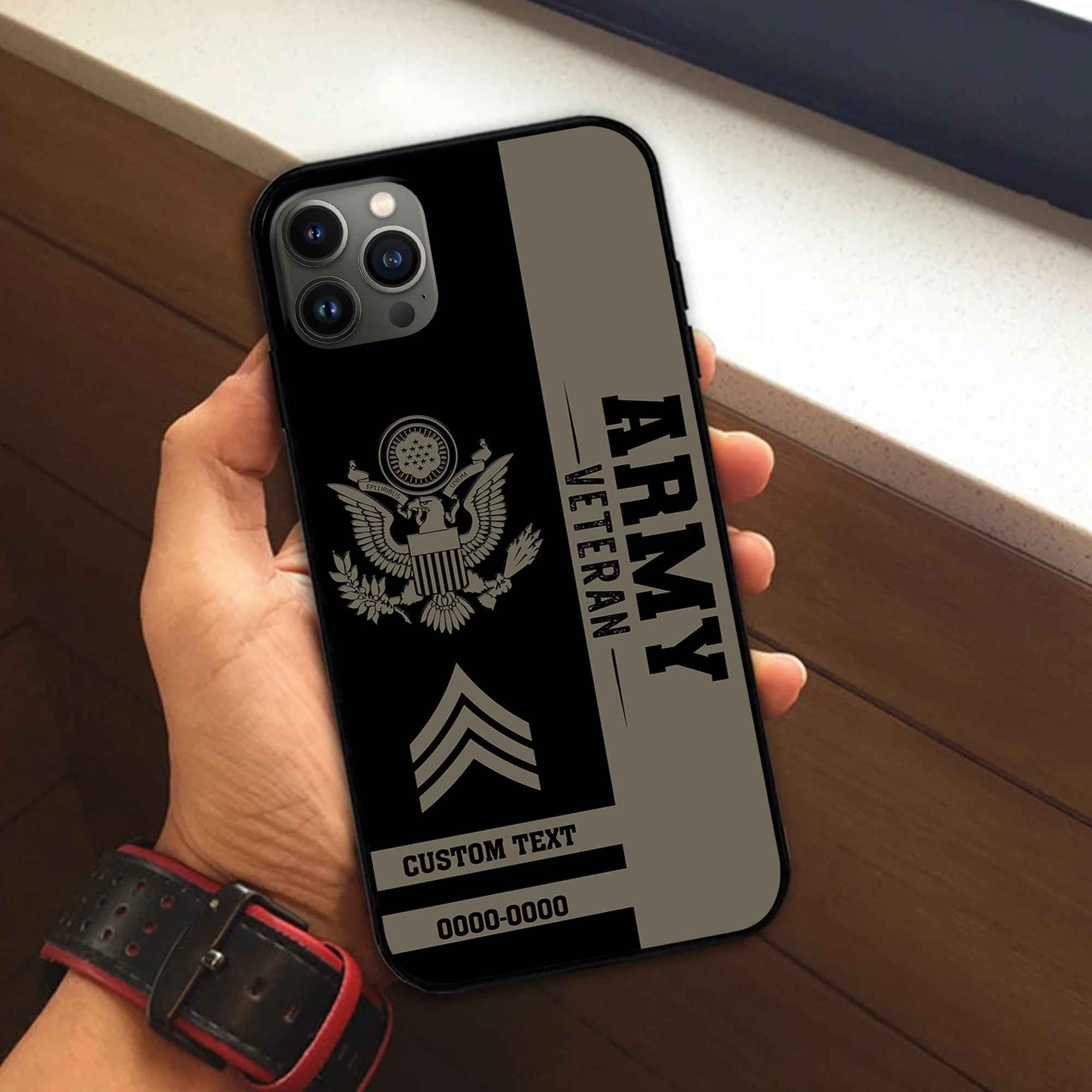 Premium US Army Phone Case VPVC502510, Custom Name, Rank, Year, Gifts For Army Veteran, Best Gifts On Father's Day, Armed Forces Day, Independence Day, Veterans Day.