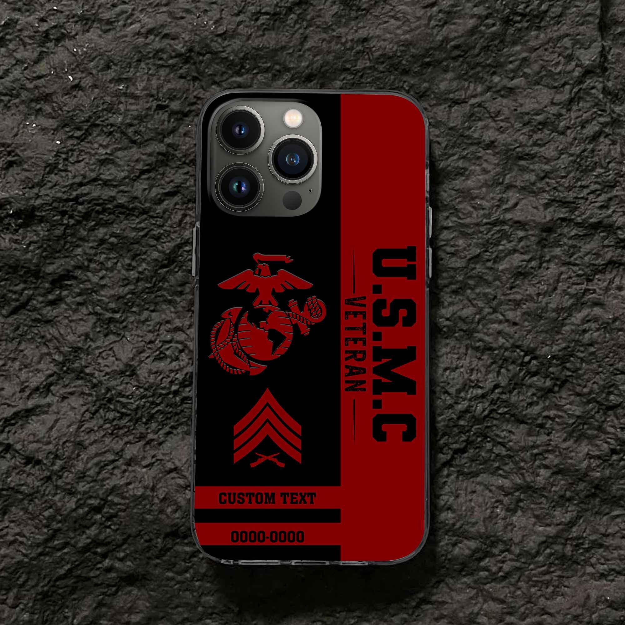 Premium USMC Phone Case VPVC502503, Custom Name, Rank, Year, Gifts For Marine Veteran, Best Gifts On Father's Day, Armed Forces Day, Independence Day, Veterans Day.