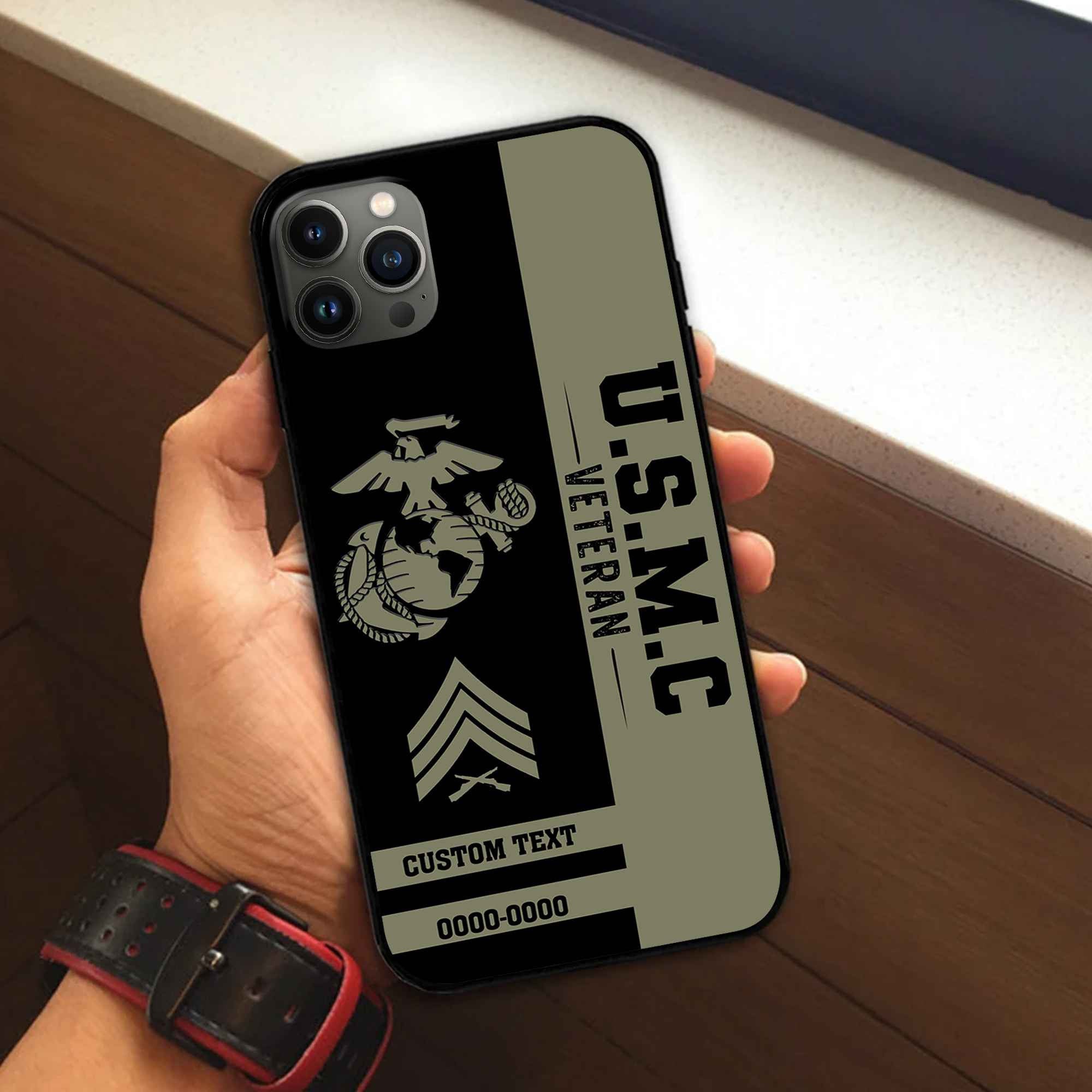 Premium USMC Phone Case VPVC502511, Custom Name, Rank, Year, Gifts For Marine Veteran, Best Gifts On Father's Day, Armed Forces Day, Independence Day, Veterans Day.