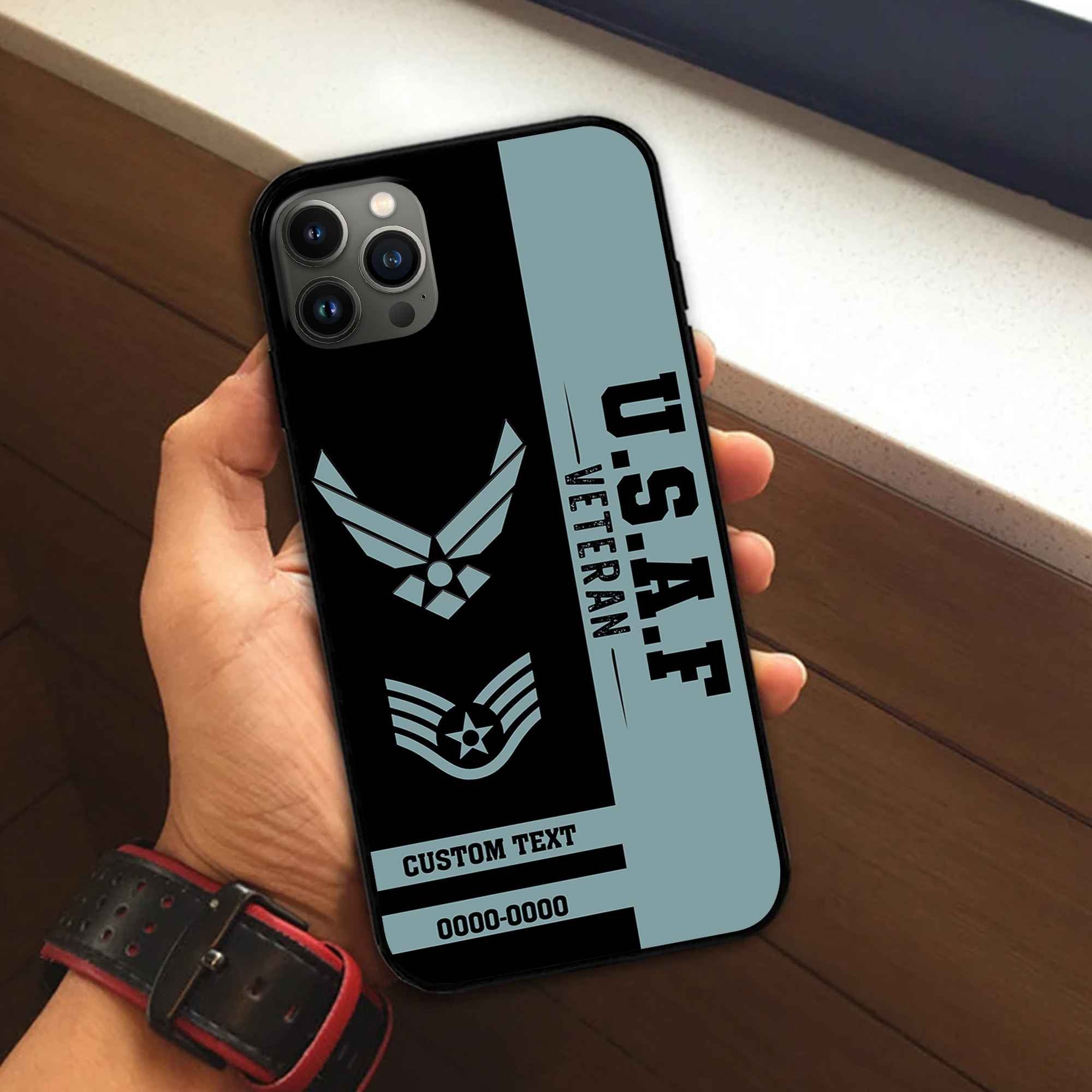 Premium USAF Phone Case VPVC502504, Custom Name, Rank, Year, Gifts For Air Force Veteran, Best Gifts On Father's Day, Armed Forces Day, Independence Day, Veterans Day.