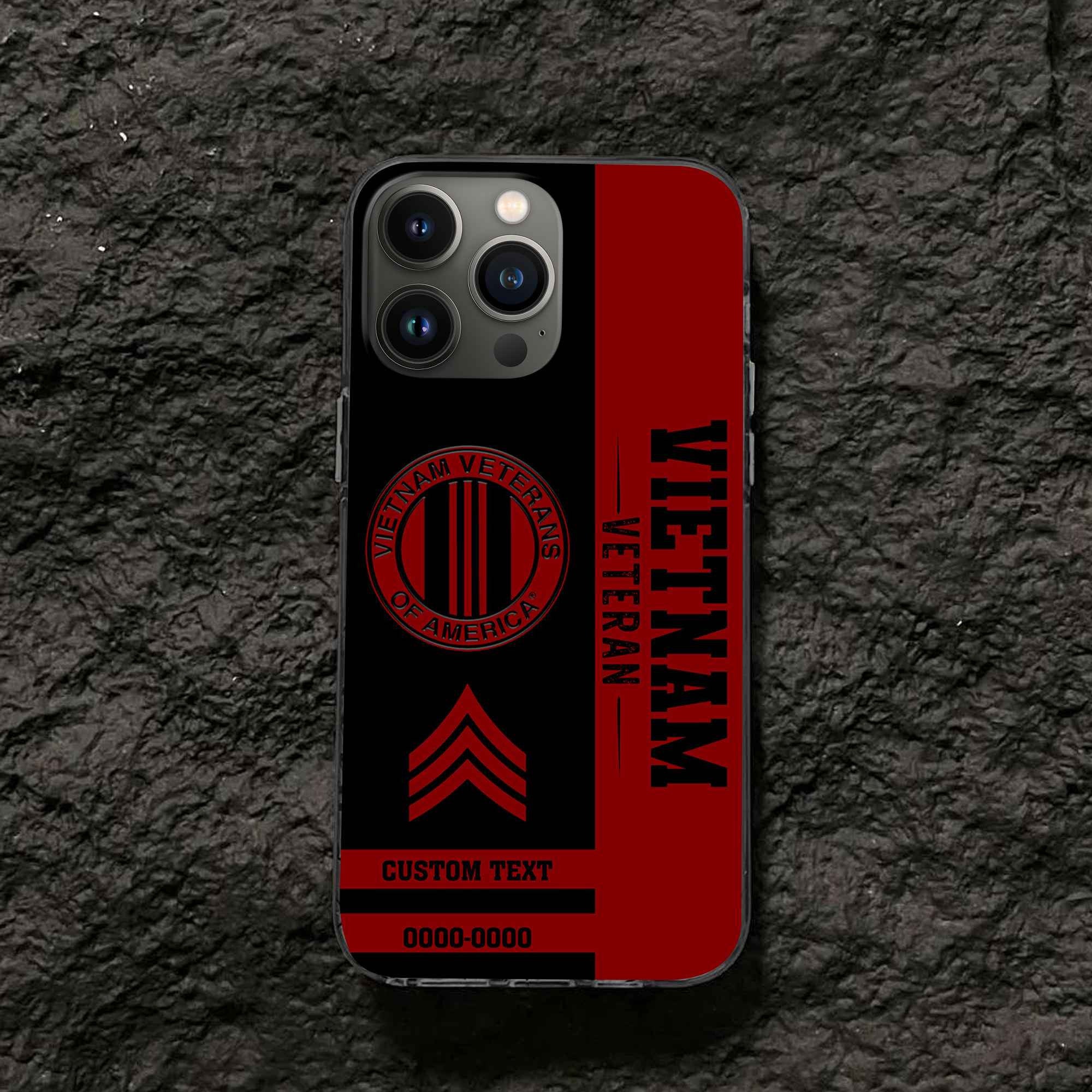 Premium Vietnam Veteran Phone Case VPVC502506, Custom Name, Rank, Year, Gifts For Vietnam Veteran, Best Gifts On Father's Day, Armed Forces Day, Independence Day, Veterans Day.