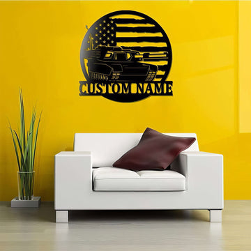 Premium Custom US Veteran Metal Signs VPVC901123, Gifts For Veteran, US Battle Tank Sign Military Tank Independence Day Veteran Day Patriotic Decor Gift