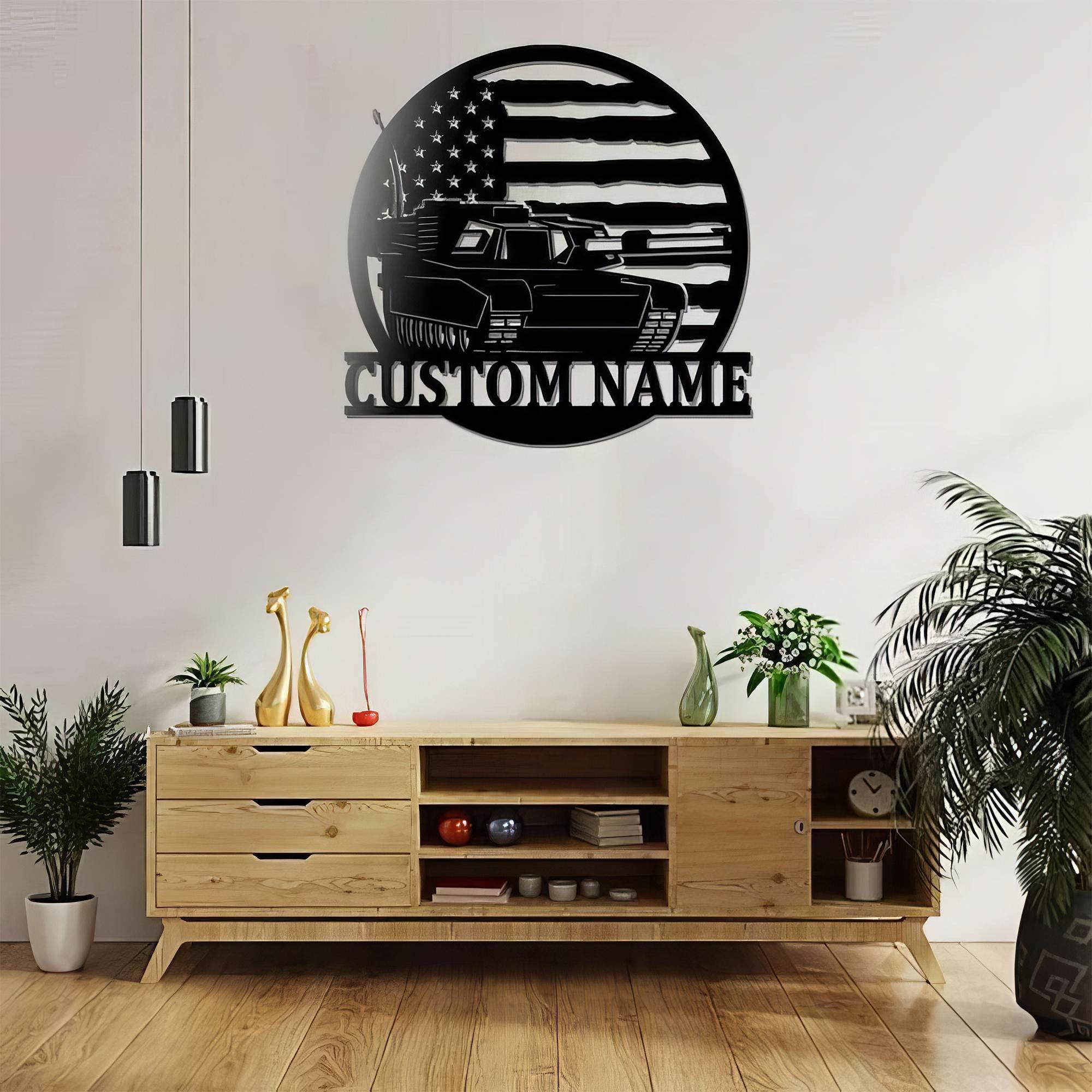 Premium Custom US Veteran Metal Signs VPVC901123, Gifts For Veteran, US Battle Tank Sign Military Tank Independence Day Veteran Day Patriotic Decor Gift