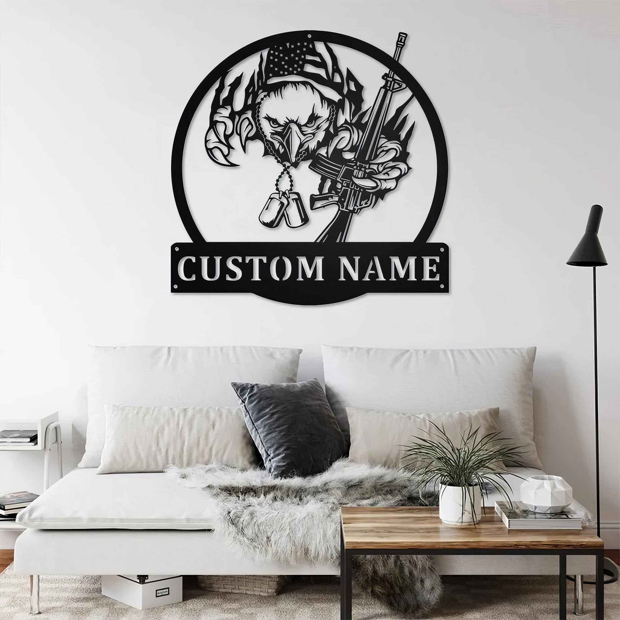 Premium Custom US Veteran Metal Signs VPVC901158, Gifts For US Veteran, US Eagle Veteran Metal Wall Art Personalized Metal Name Signs Gift for Veteran Home Decor