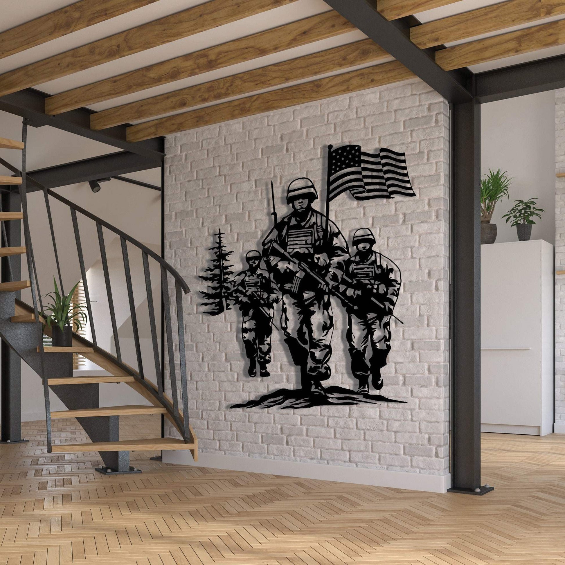 Premium US Veteran Metal Signs VPVC901184, Gifts For US Veteran, Military Design with Soldiers Metal Wall Art, USA Army Sign, Veteran Patriotic Decoration, Metal 4th Fourth of July Signs