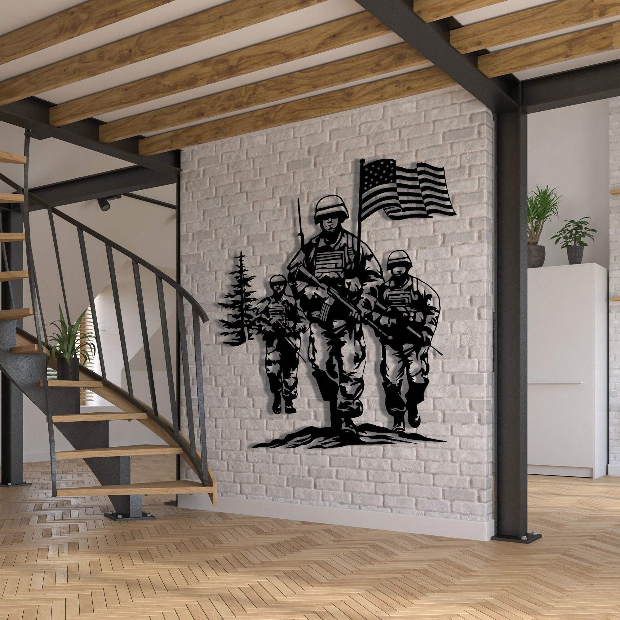 Premium US Veteran Metal Signs VPVC901184, Gifts For US Veteran, Military Design with Soldiers Metal Wall Art, USA Army Sign, Veteran Patriotic Decoration, Metal 4th Fourth of July Signs