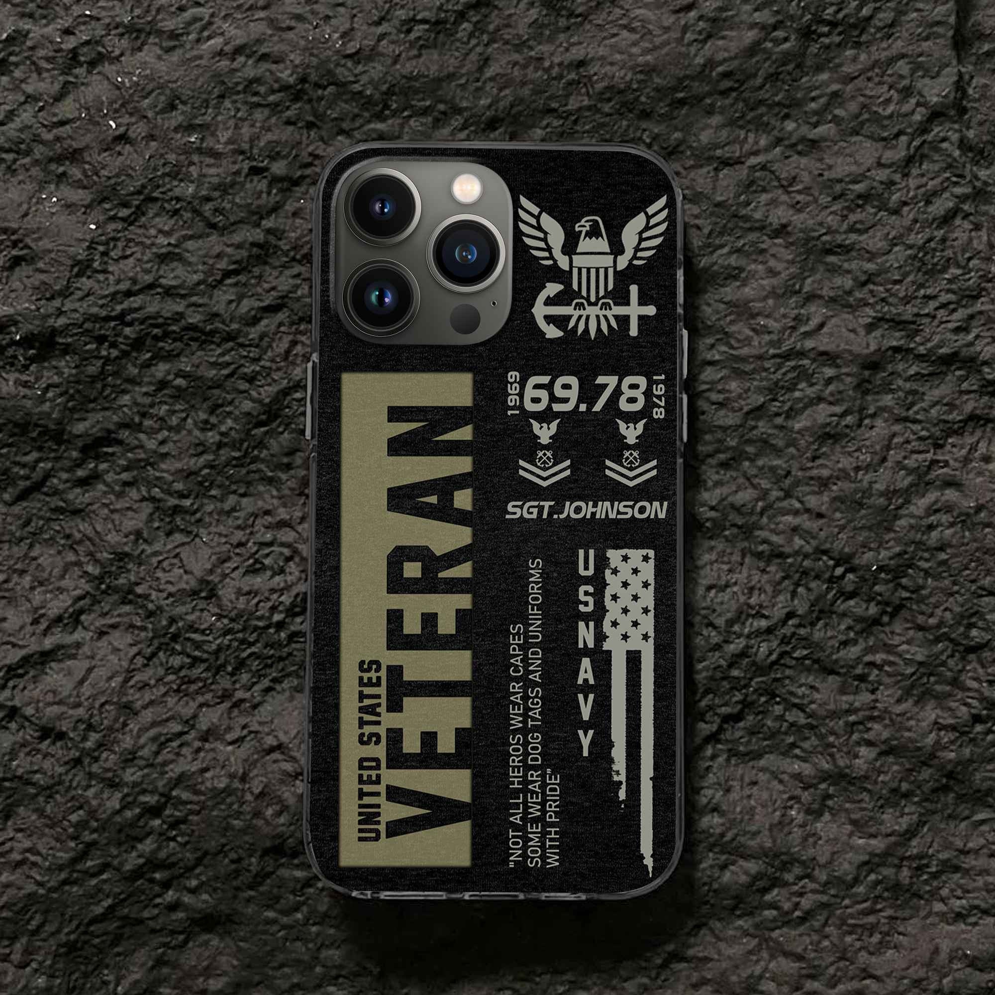 Premium US Navy Phone Case VPVC503002, Custom Name, Rank, Year, Gifts For Navy Veteran, Best Gifts On Father's Day, Armed Forces Day, Independence Day, Veterans Day.
