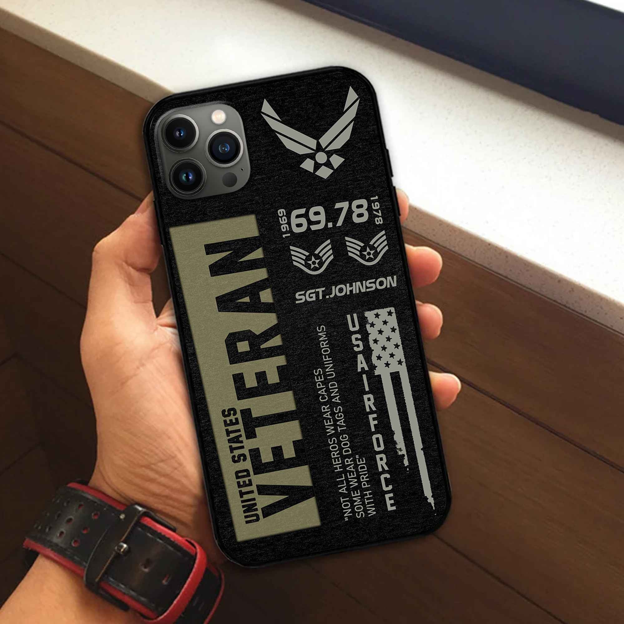 Premium USAF Phone Case VPVC503004, Custom Name, Rank, Year, Gifts For Air Force Veteran, Best Gifts On Father's Day, Armed Forces Day, Independence Day, Veterans Day.