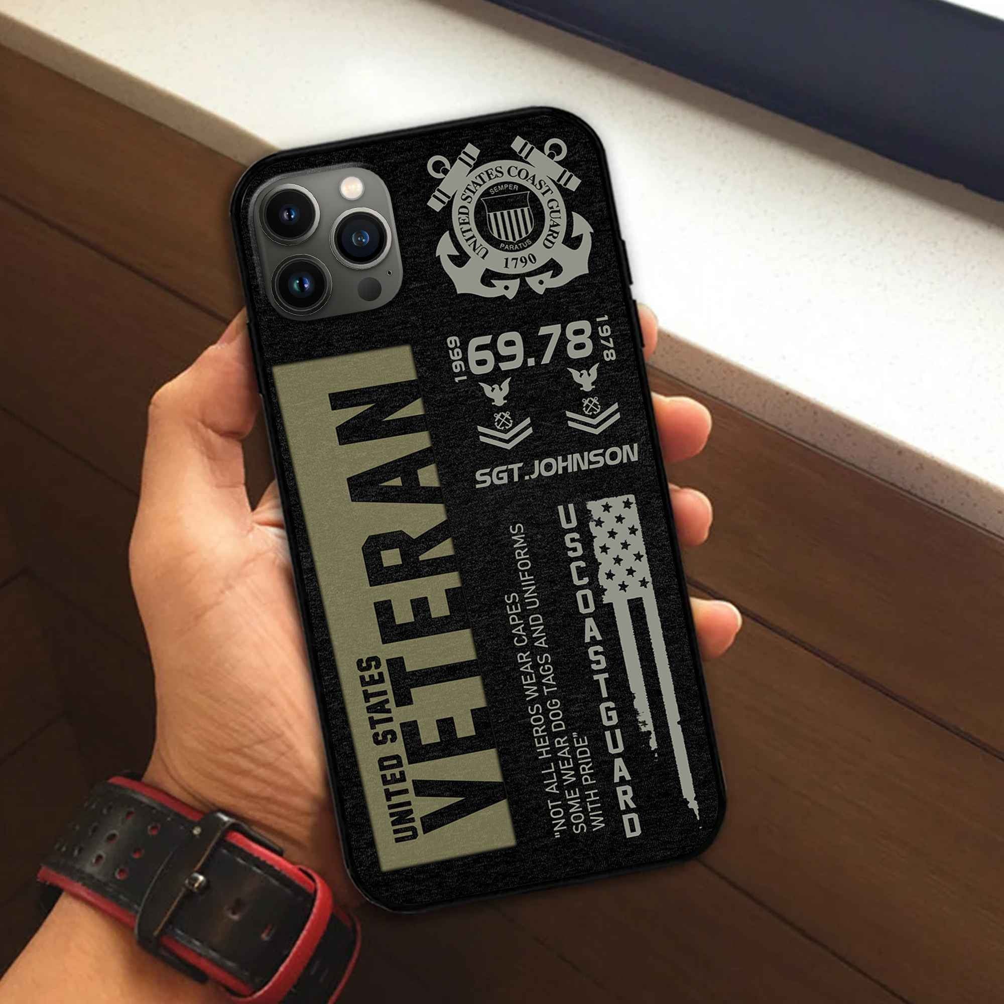 Premium USCG Phone Case VPVC503005, Custom Name, Rank, Year, Gifts For Coast Guard Veteran, Best Gifts On Father's Day, Armed Forces Day, Independence Day, Veterans Day.
