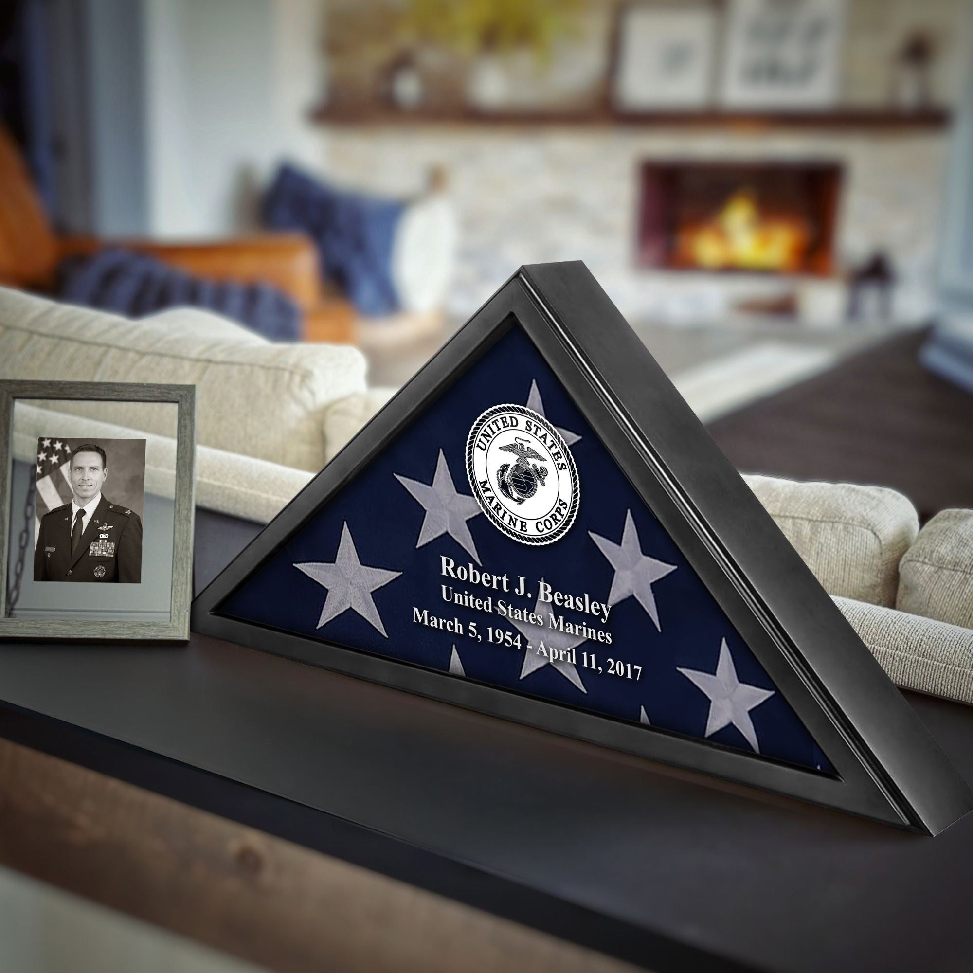 Premium Personalized Flag Case BPVC250202, Black Flag Box for American Veteran Flag 9.5 X 5 Feet, Flag Display Case for Burial, Flag Wall Mounted, Flag to Display Folded