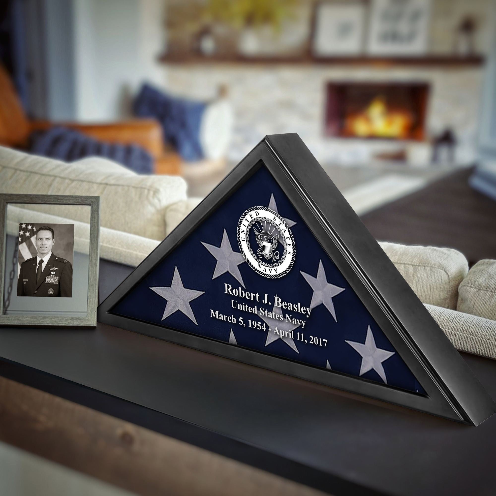 Premium Personalized Flag Case BPVC250202, Black Flag Box for American Veteran Flag 9.5 X 5 Feet, Flag Display Case for Burial, Flag Wall Mounted, Flag to Display Folded