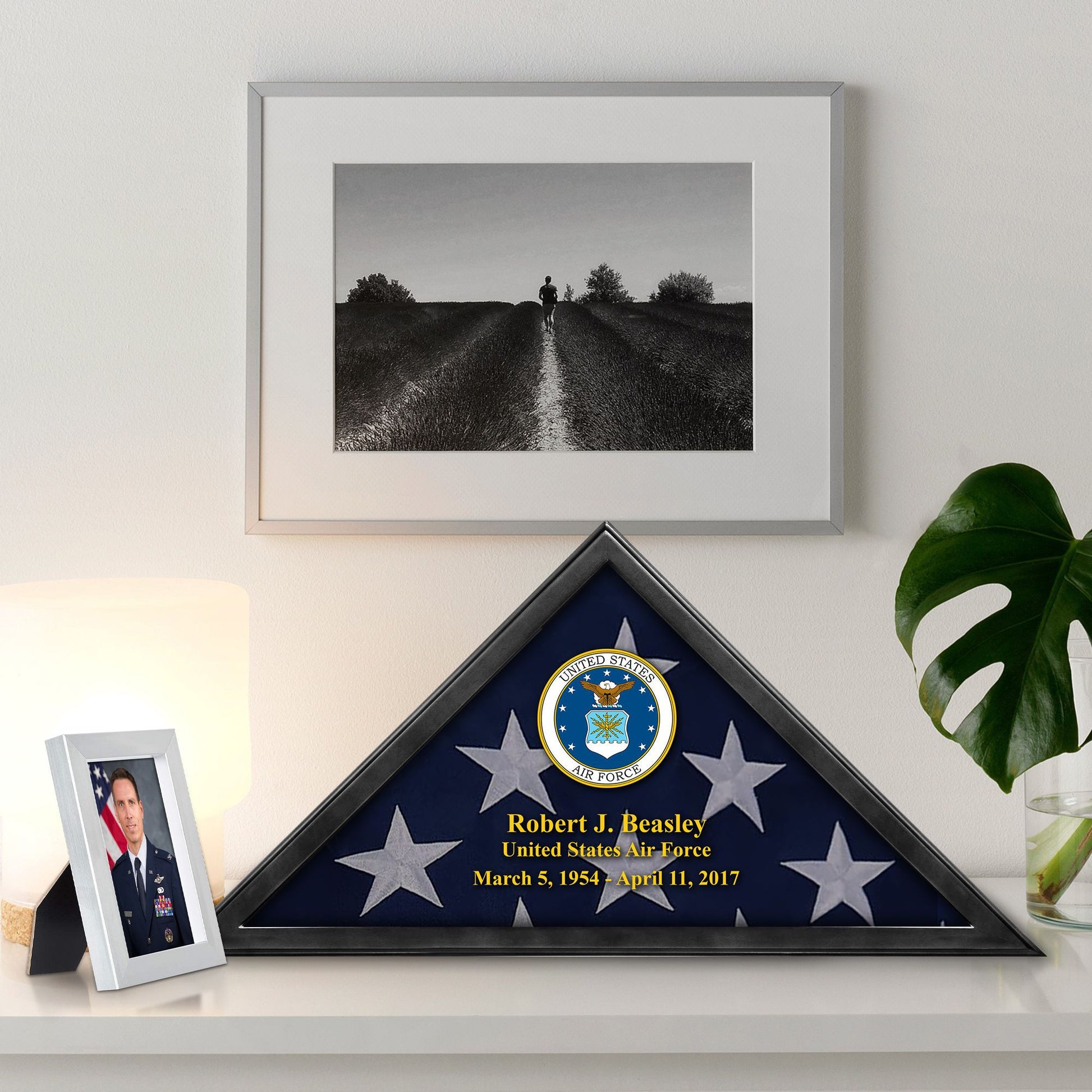 Premium Personalized Flag Case BPVC210302, Black Flag Box for American Veteran Flag 9.5 X 5 Feet, Flag Display Case for Burial, Flag Wall Mounted, Flag to Display Folded
