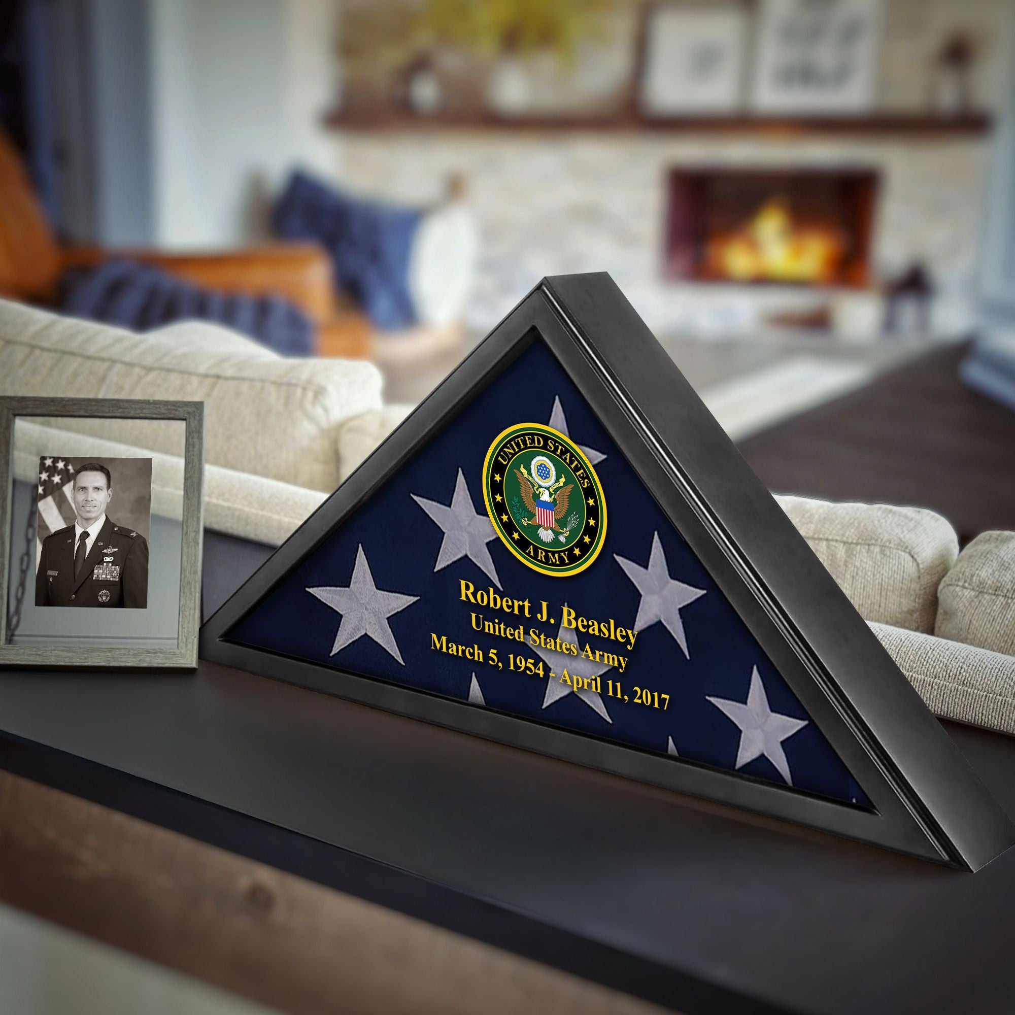 Premium Personalized Flag Case BPVC210302, Black Flag Box for American Veteran Flag 9.5 X 5 Feet, Flag Display Case for Burial, Flag Wall Mounted, Flag to Display Folded