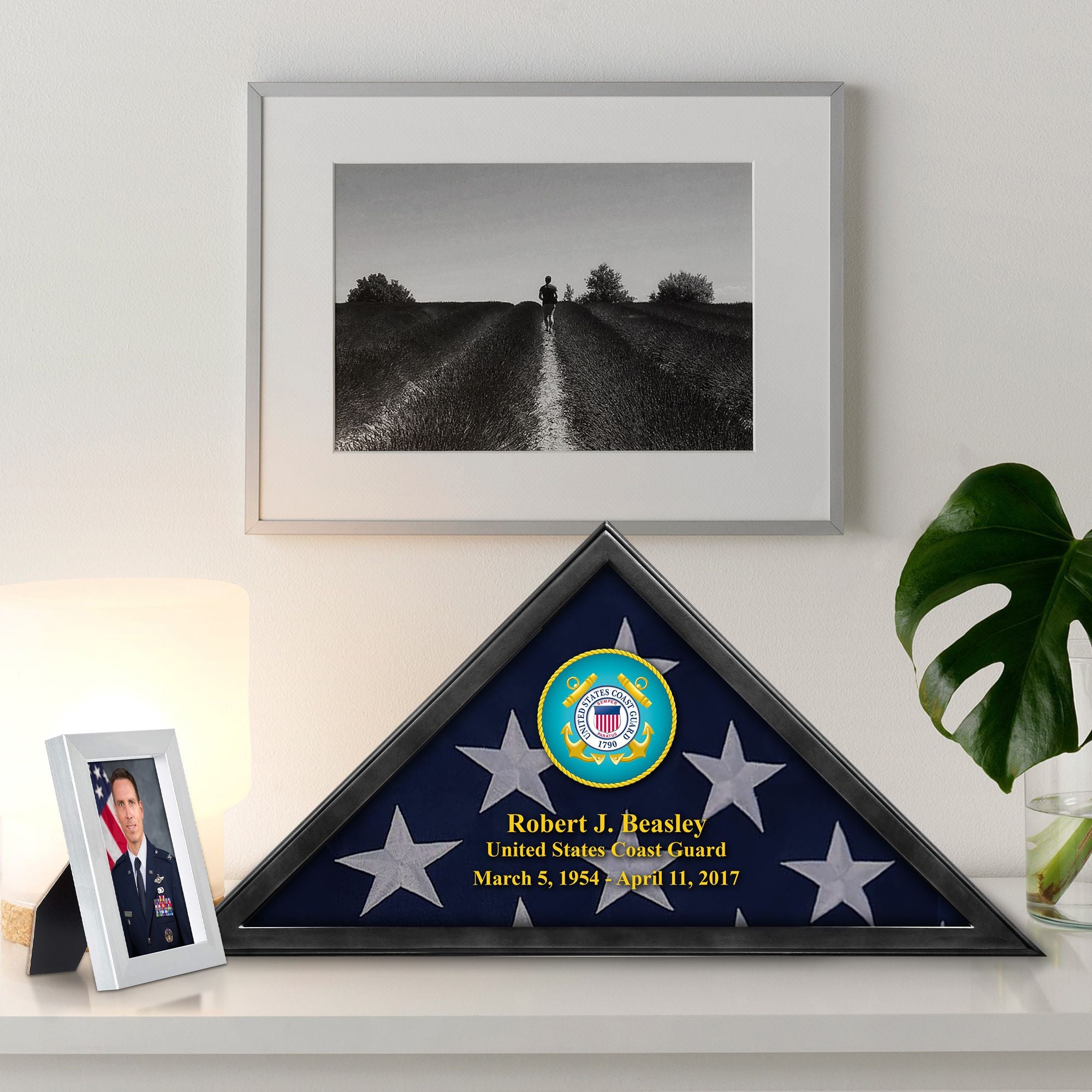 Premium Personalized Flag Case BPVC210302, Black Flag Box for American Veteran Flag 9.5 X 5 Feet, Flag Display Case for Burial, Flag Wall Mounted, Flag to Display Folded