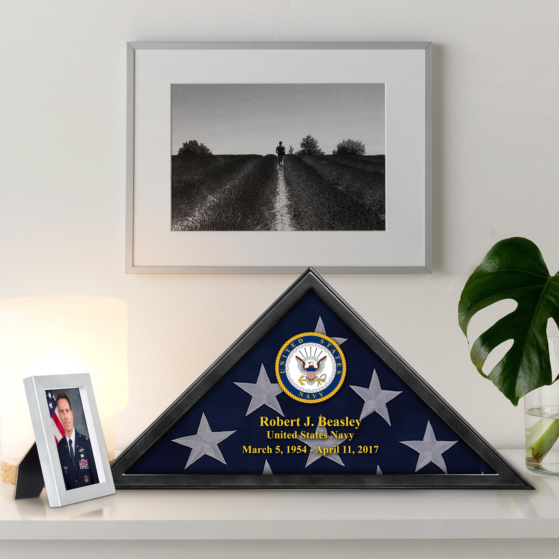 Premium Personalized Flag Case BPVC210302, Black Flag Box for American Veteran Flag 9.5 X 5 Feet, Flag Display Case for Burial, Flag Wall Mounted, Flag to Display Folded
