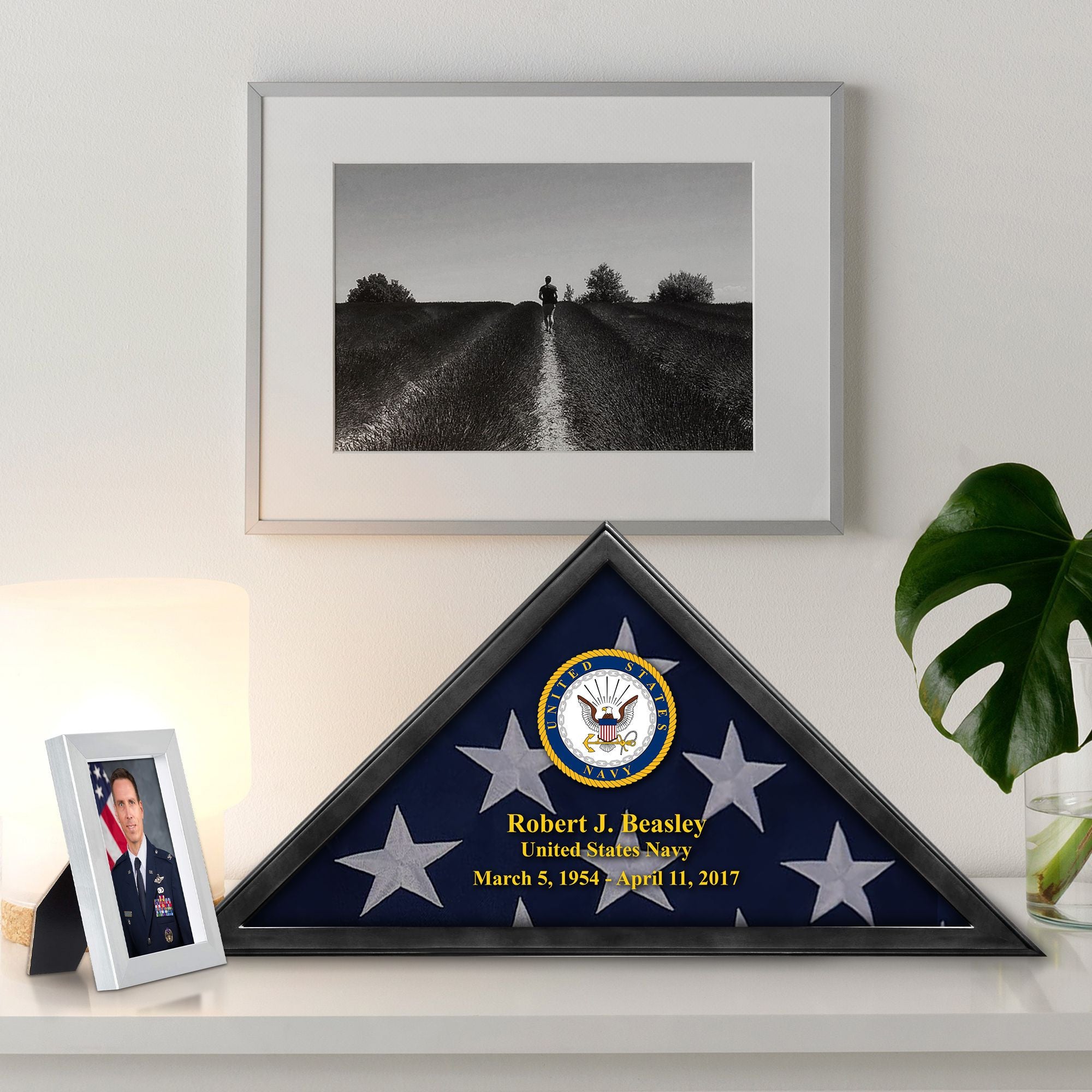 Premium Personalized Flag Case BPVC210302, Black Flag Box for American Veteran Flag 9.5 X 5 Feet, Flag Display Case for Burial, Flag Wall Mounted, Flag to Display Folded