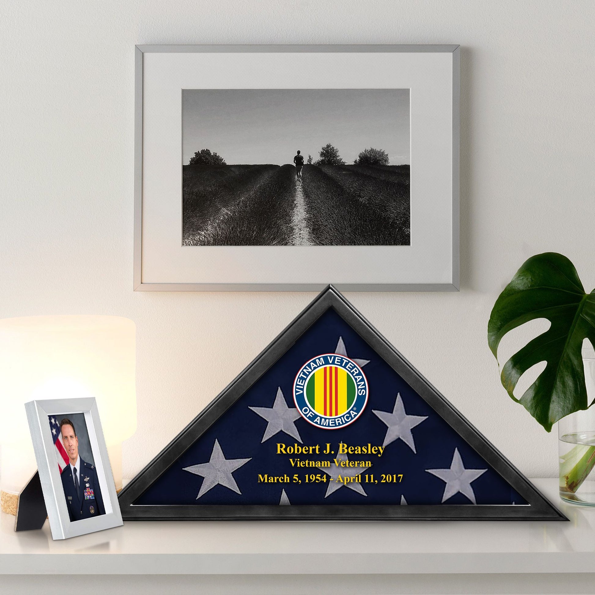 Premium Personalized Flag Case BPVC210302, Black Flag Box for American Veteran Flag 9.5 X 5 Feet, Flag Display Case for Burial, Flag Wall Mounted, Flag to Display Folded