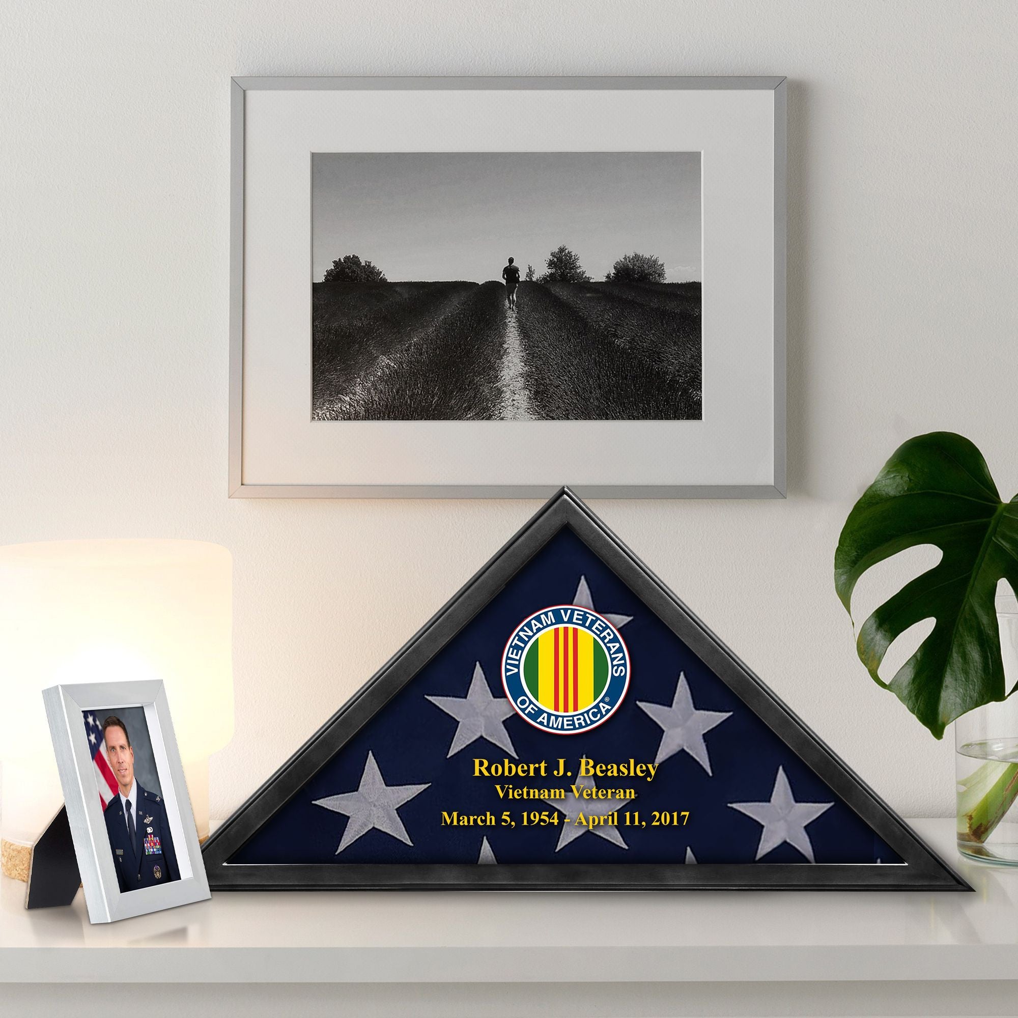 Premium Personalized Flag Case BPVC210302, Black Flag Box for American Veteran Flag 9.5 X 5 Feet, Flag Display Case for Burial, Flag Wall Mounted, Flag to Display Folded