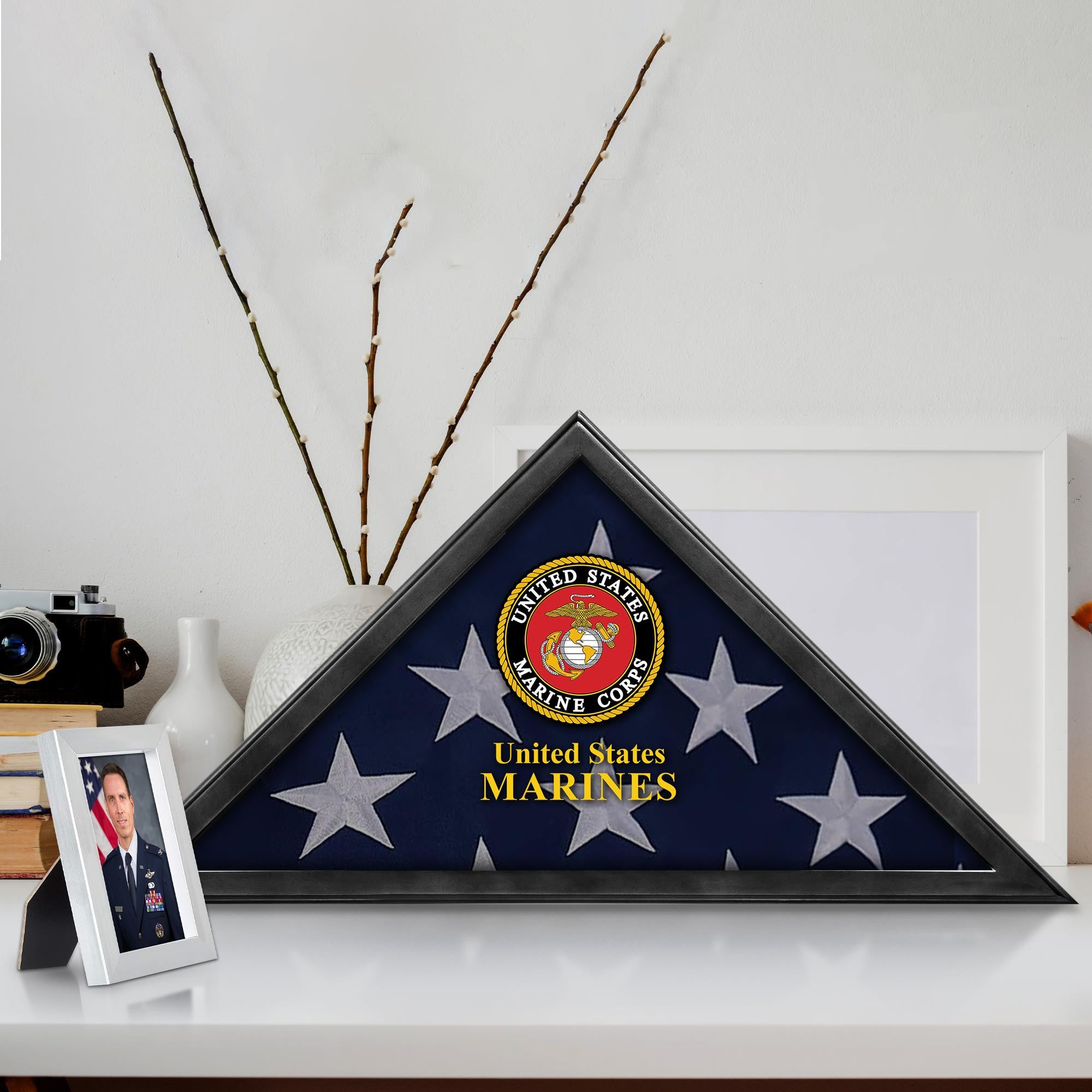 Premium Flag Case BPVC210303, Black Flag Box for American Veteran Flag 9.5 X 5 Feet, Flag Display Case for Burial, Flag Wall Mounted, Flag to Display Folded
