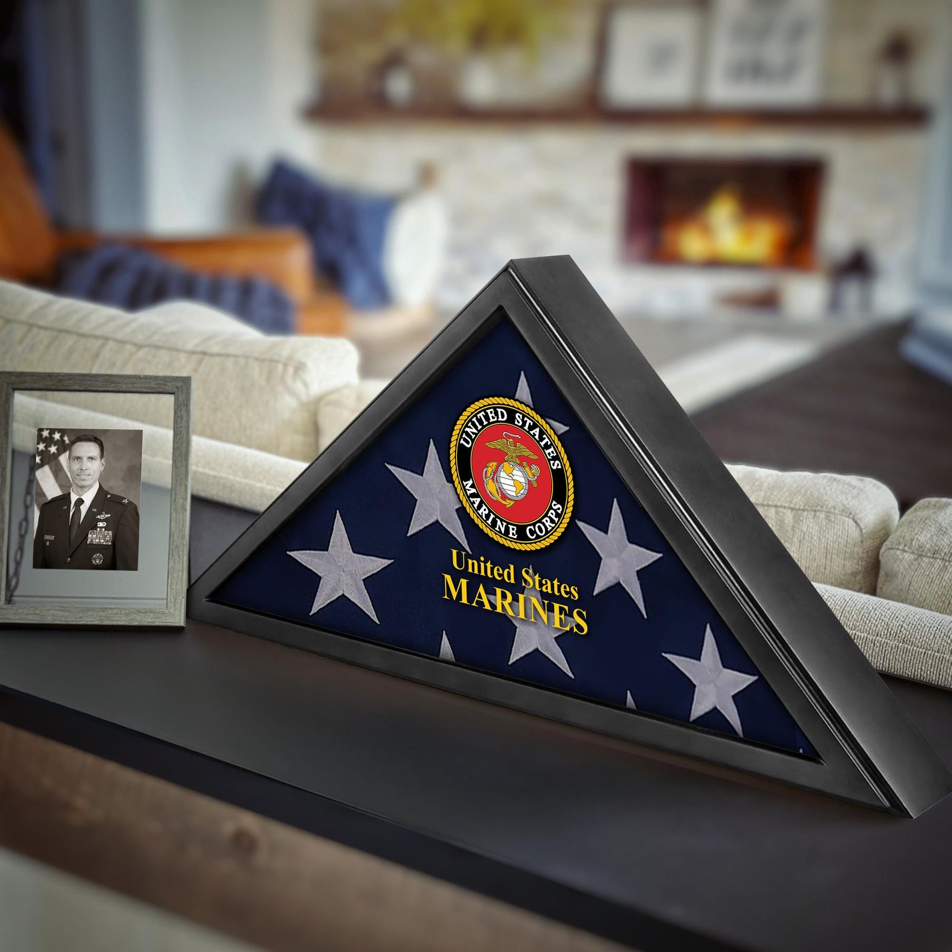Premium Flag Case BPVC210303, Black Flag Box for American Veteran Flag 9.5 X 5 Feet, Flag Display Case for Burial, Flag Wall Mounted, Flag to Display Folded