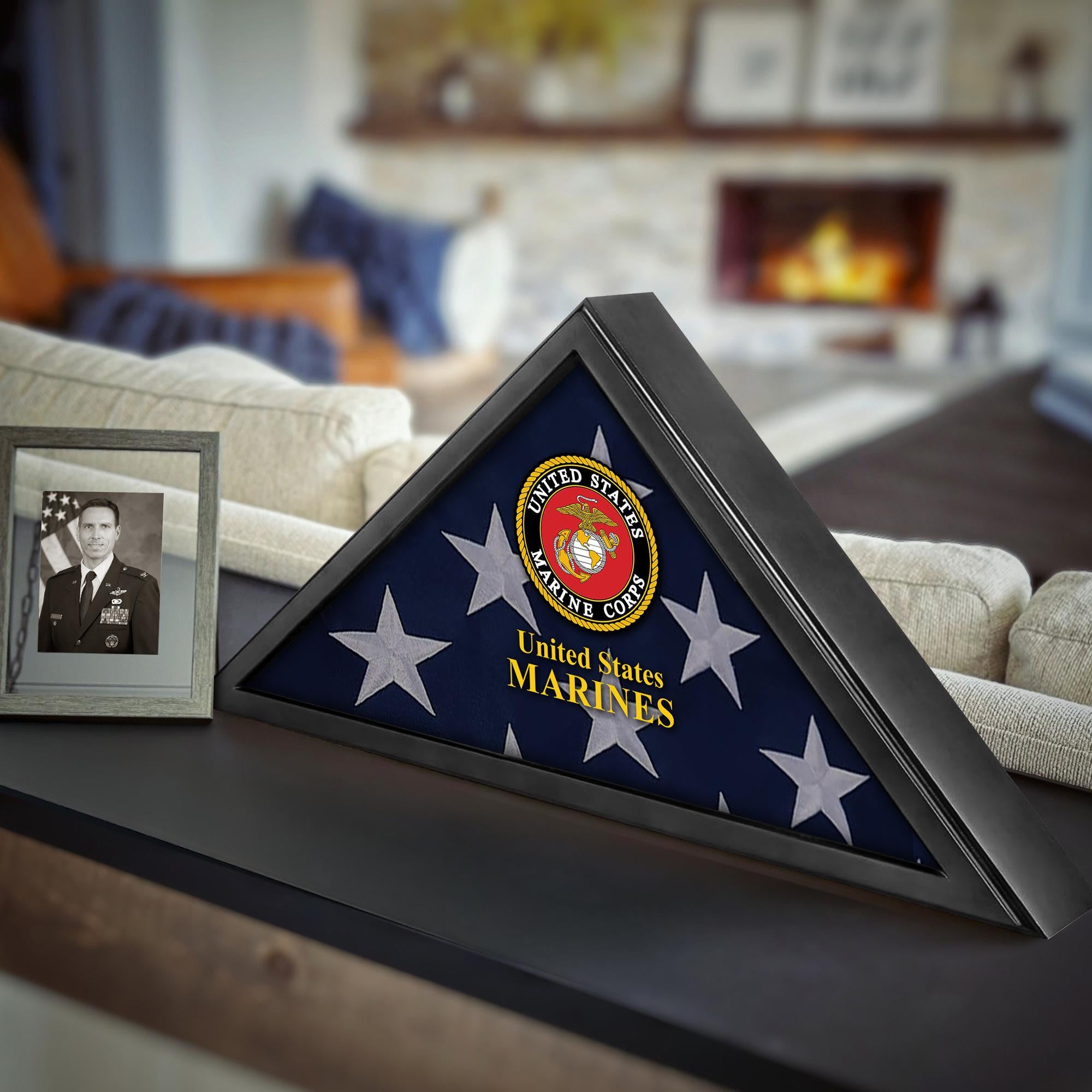 Premium Flag Case BPVC210303, Black Flag Box for American Veteran Flag 9.5 X 5 Feet, Flag Display Case for Burial, Flag Wall Mounted, Flag to Display Folded