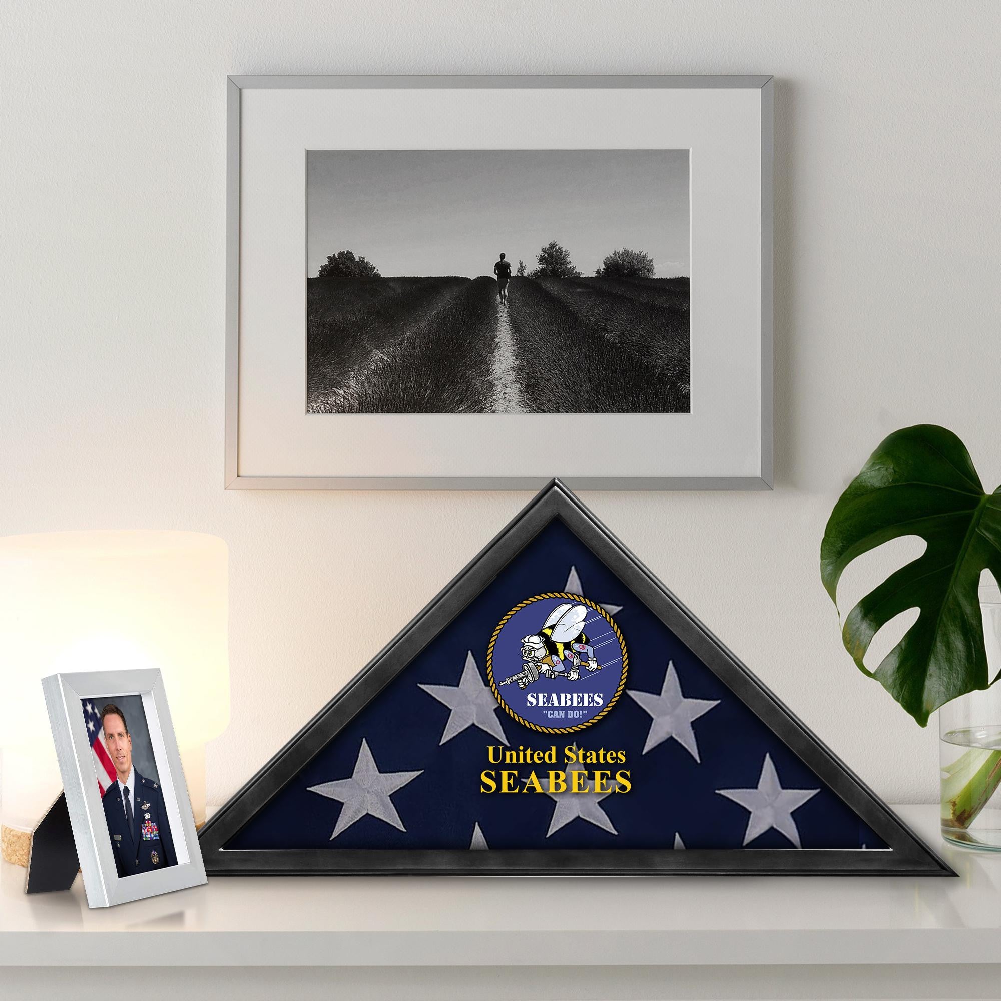 Premium Flag Case BPVC210303, Black Flag Box for American Veteran Flag 9.5 X 5 Feet, Flag Display Case for Burial, Flag Wall Mounted, Flag to Display Folded