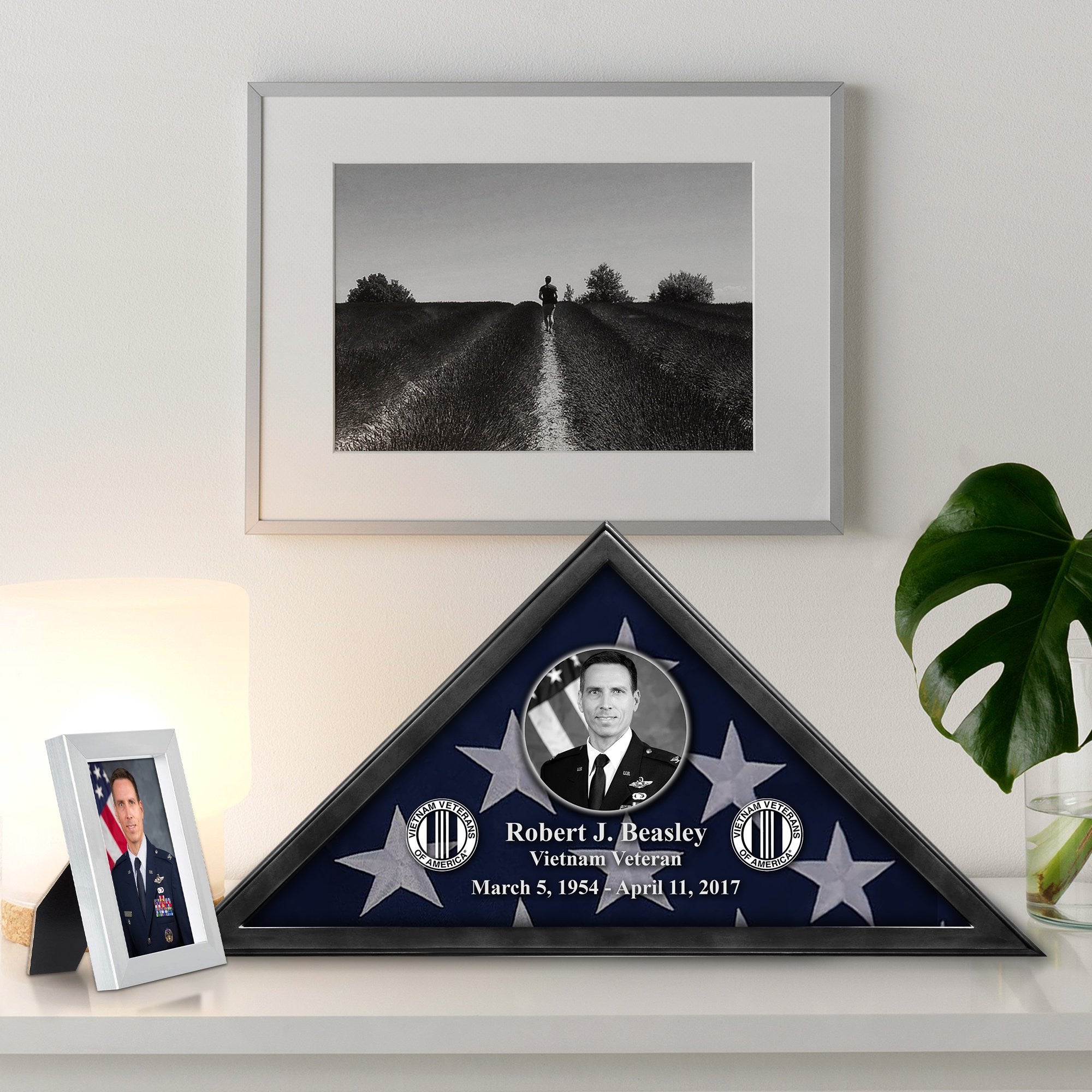 Premium Personalized Flag Case BPVC210304, Black Flag Box for American Veteran Flag 9.5 X 5 Feet, Flag Display Case for Burial, Flag Wall Mounted, Flag to Display Folded