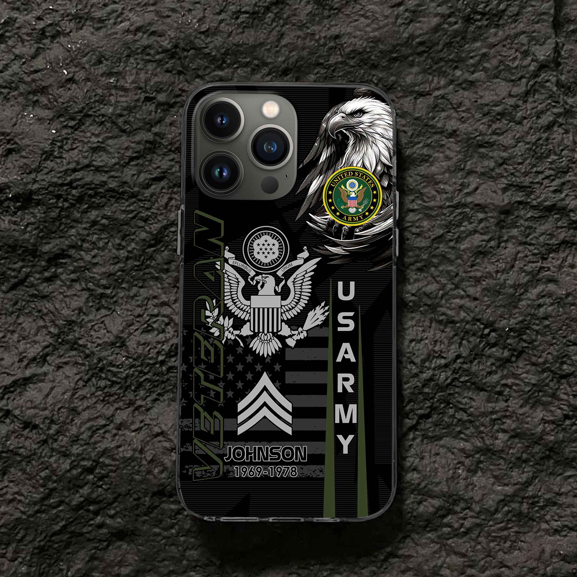 Unique Custom Name, Rank, Year US Army Phone Case VPVC503201, Gifts For Army Veteran, Gifts For Dad, For Husband, Best Gifts On Father's Day, Independence Day, Veterans Day.