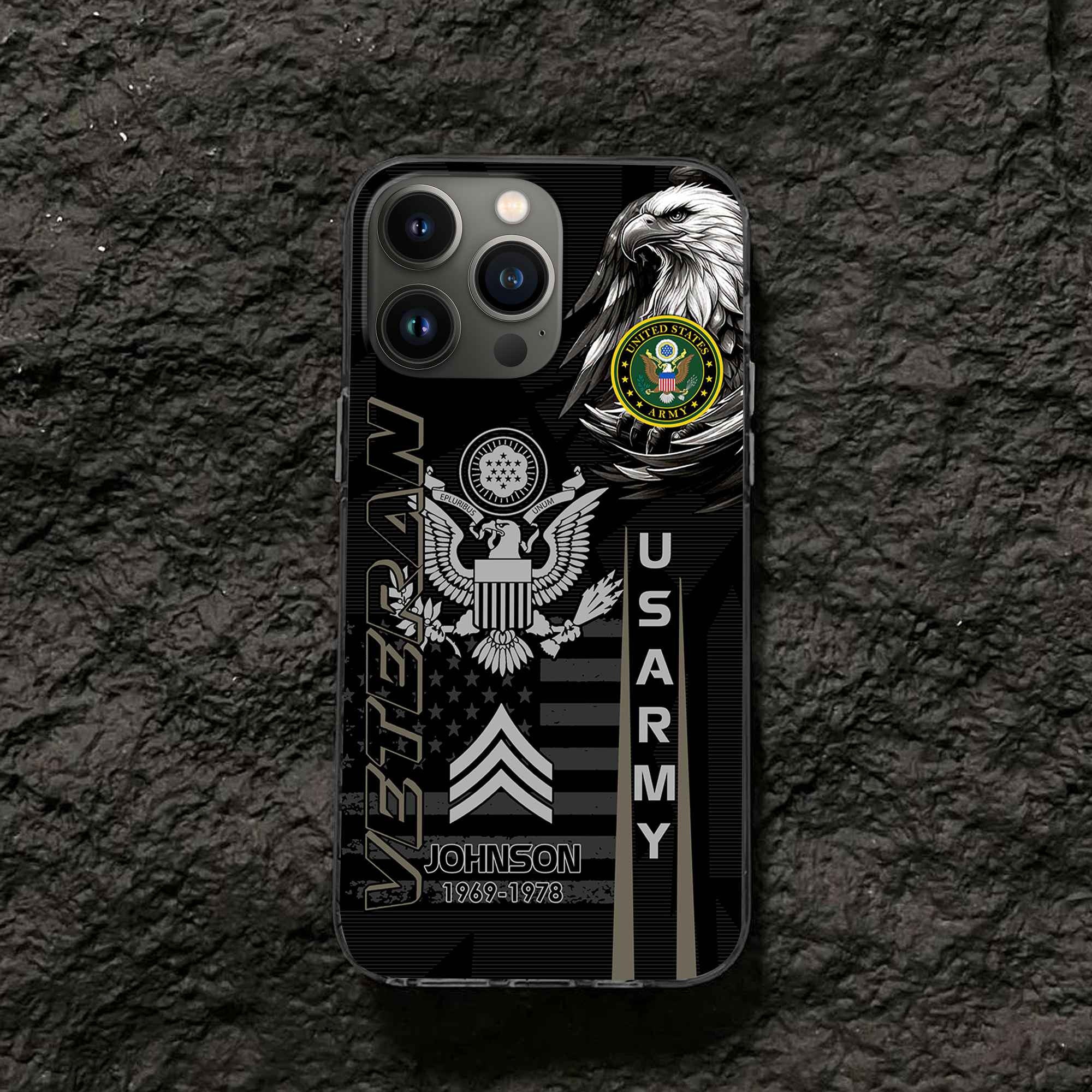 Unique Custom Name, Rank, Year US Army Phone Case VPVC503210, Gifts For Army Veteran, Gifts For Dad, For Husband, Best Gifts On Father's Day, Independence Day, Veterans Day.