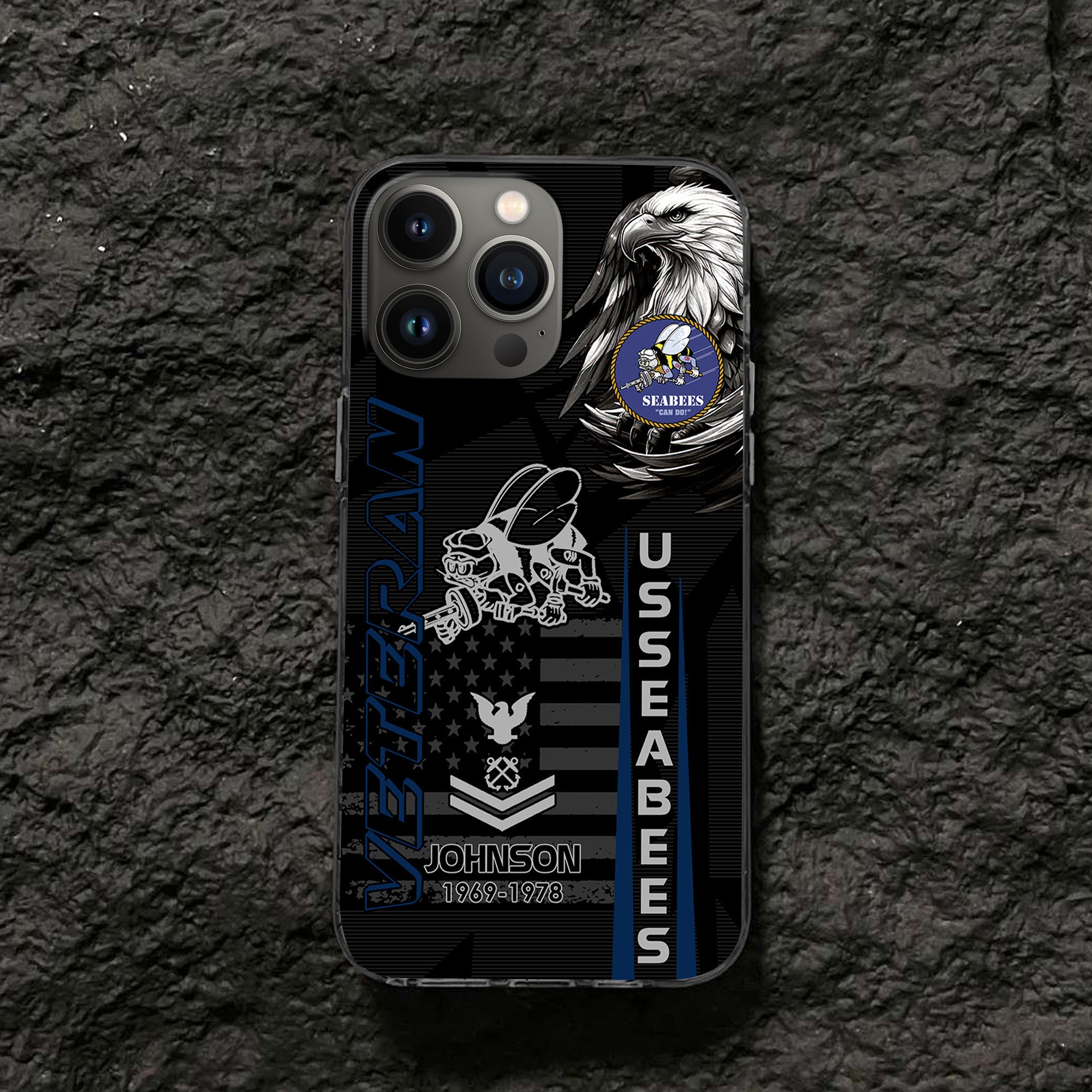 Unique Custom Name, Rank, Year, US Seabees Phone Case VPVC503209, Gifts For Seabees Veteran, Gifts For Dad, For Husband, Best Gifts On Father's Day, Independence Day, Veterans Day.