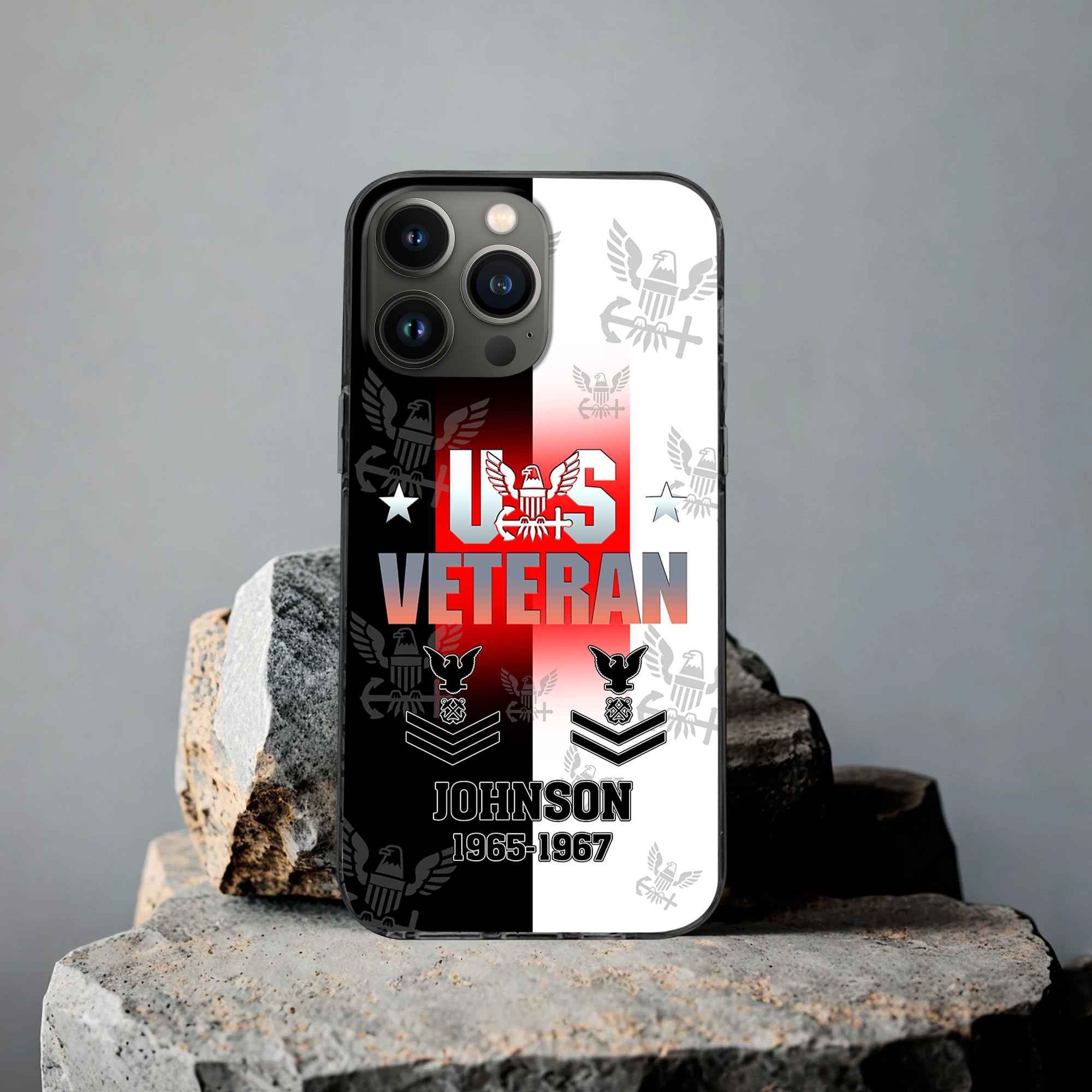 Premium US Navy Phone Case VPVC503502, Custom Name, Rank, Year, Gifts For Navy Veteran, Best Gifts On Father's Day, Armed Forces Day, Independence Day, Veterans Day.