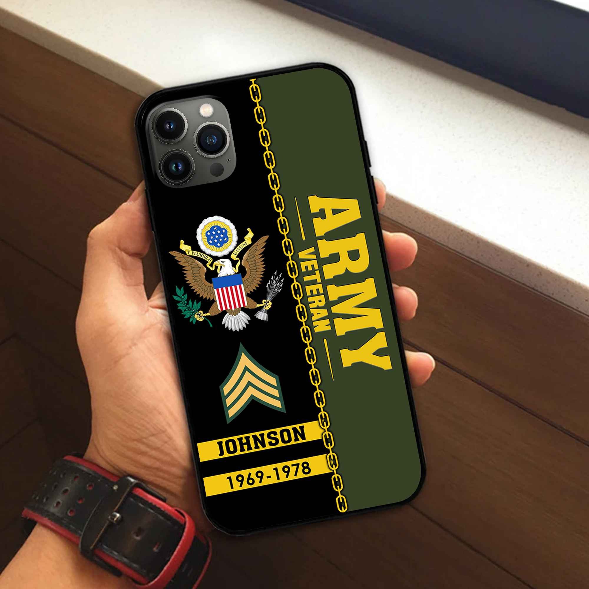Unique Custom Name, Rank, Year US Army Phone Case VPVC503701, Gifts For Army Veteran, Gifts For Dad, For Husband, Best Gifts On Father's Day, Independence Day, Veterans Day.