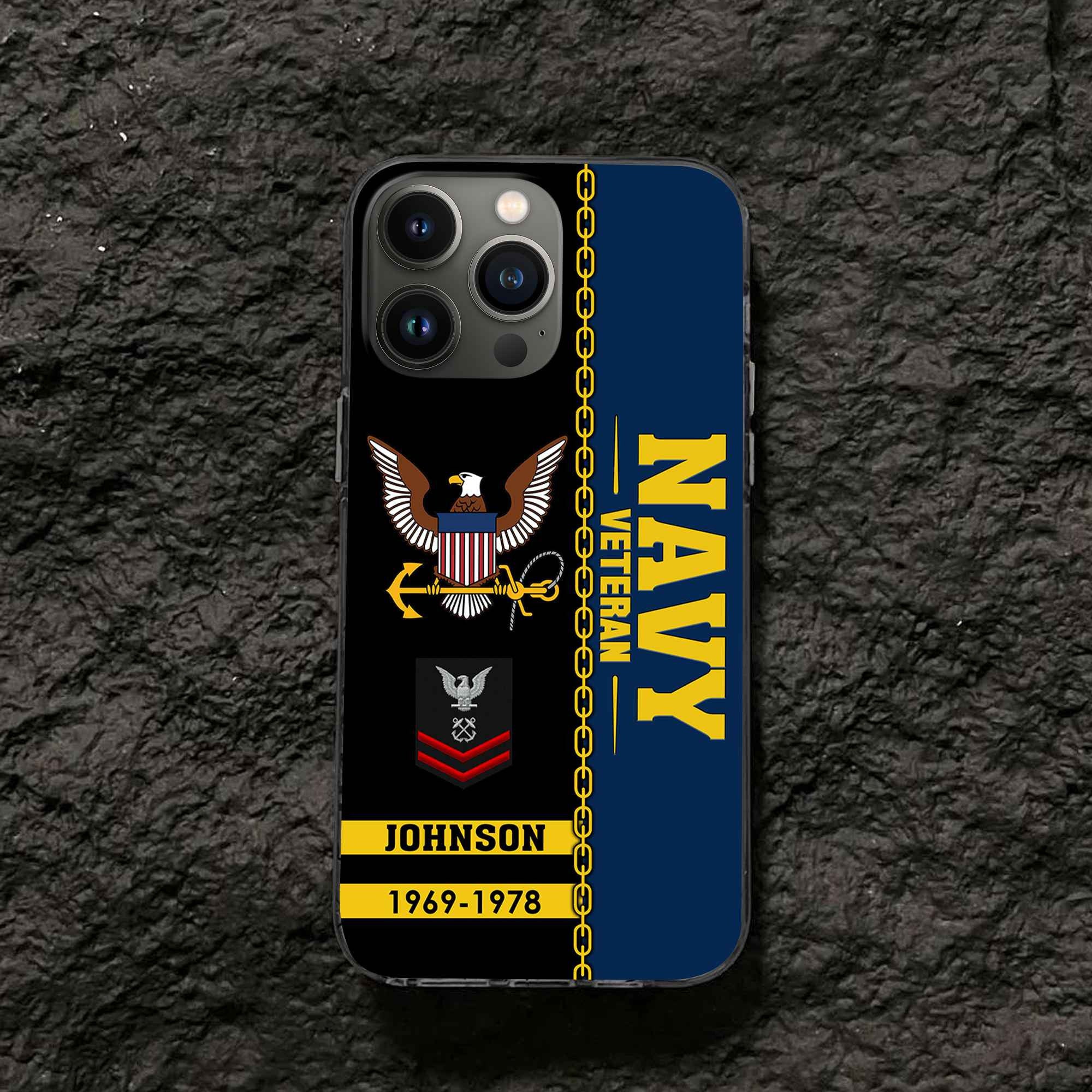 Unique Custom Name, Rank, Year US Navy Phone Case VPVC503702, Gifts For Navy Veteran, Gifts For Dad, For Husband, Best Gifts On Father's Day, Independence Day, Veterans Day.