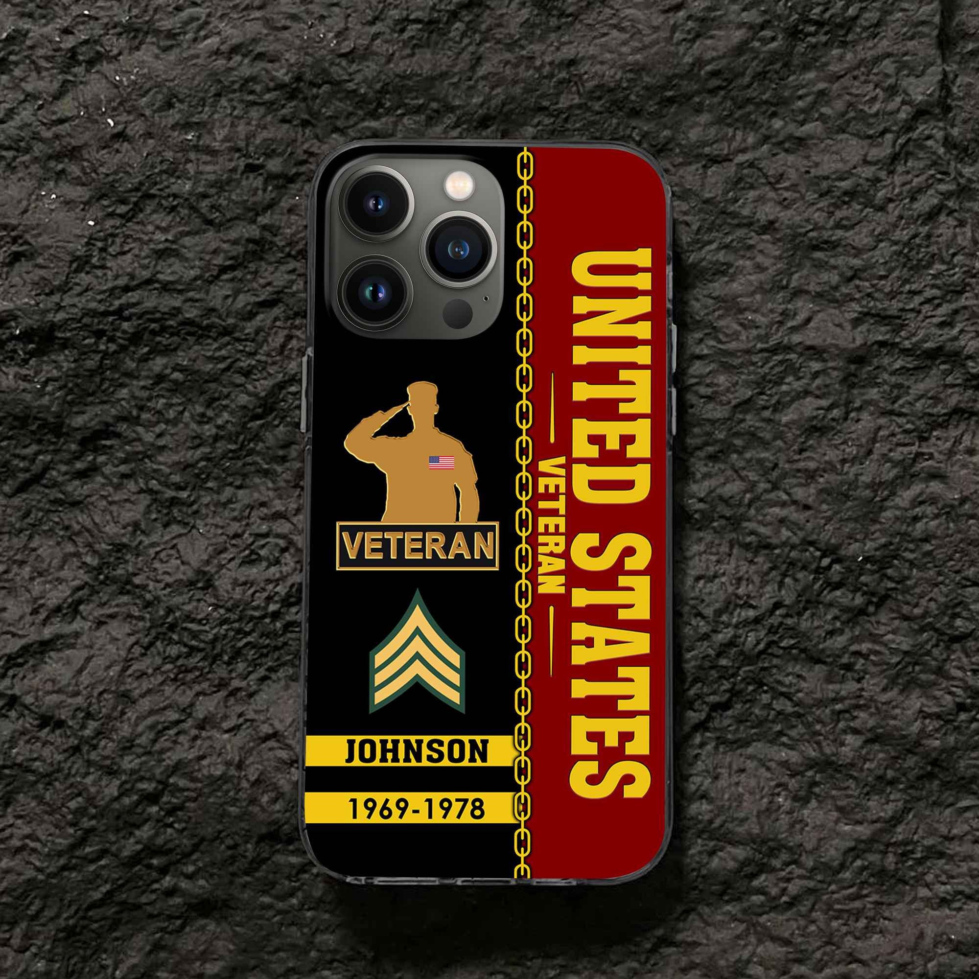 Unique Custom Name, Rank, Year, US Veteran Phone Case VPVC503707, Gifts For US Veteran, Gifts For Dad, For Husband, Best Gifts On Father's Day, Independence Day, Veterans Day.