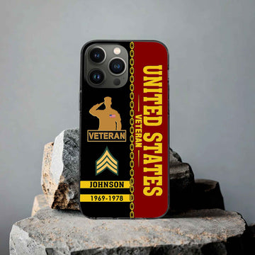 Unique Custom Name, Rank, Year, US Veteran Phone Case VPVC503707, Gifts For US Veteran, Gifts For Dad, For Husband, Best Gifts On Father's Day, Independence Day, Veterans Day.