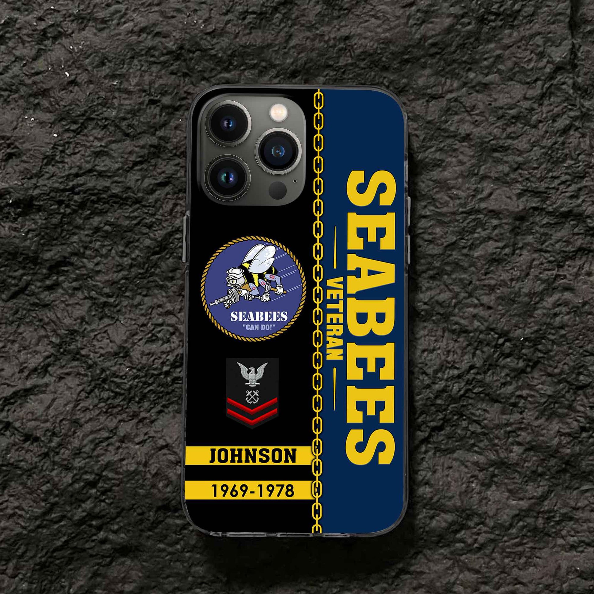 Unique Custom Name, Rank, Year, US Seabees Phone Case VPVC503709, Gifts For Seabees Veteran, Gifts For Dad, For Husband, Best Gifts On Father's Day, Independence Day, Veterans Day.