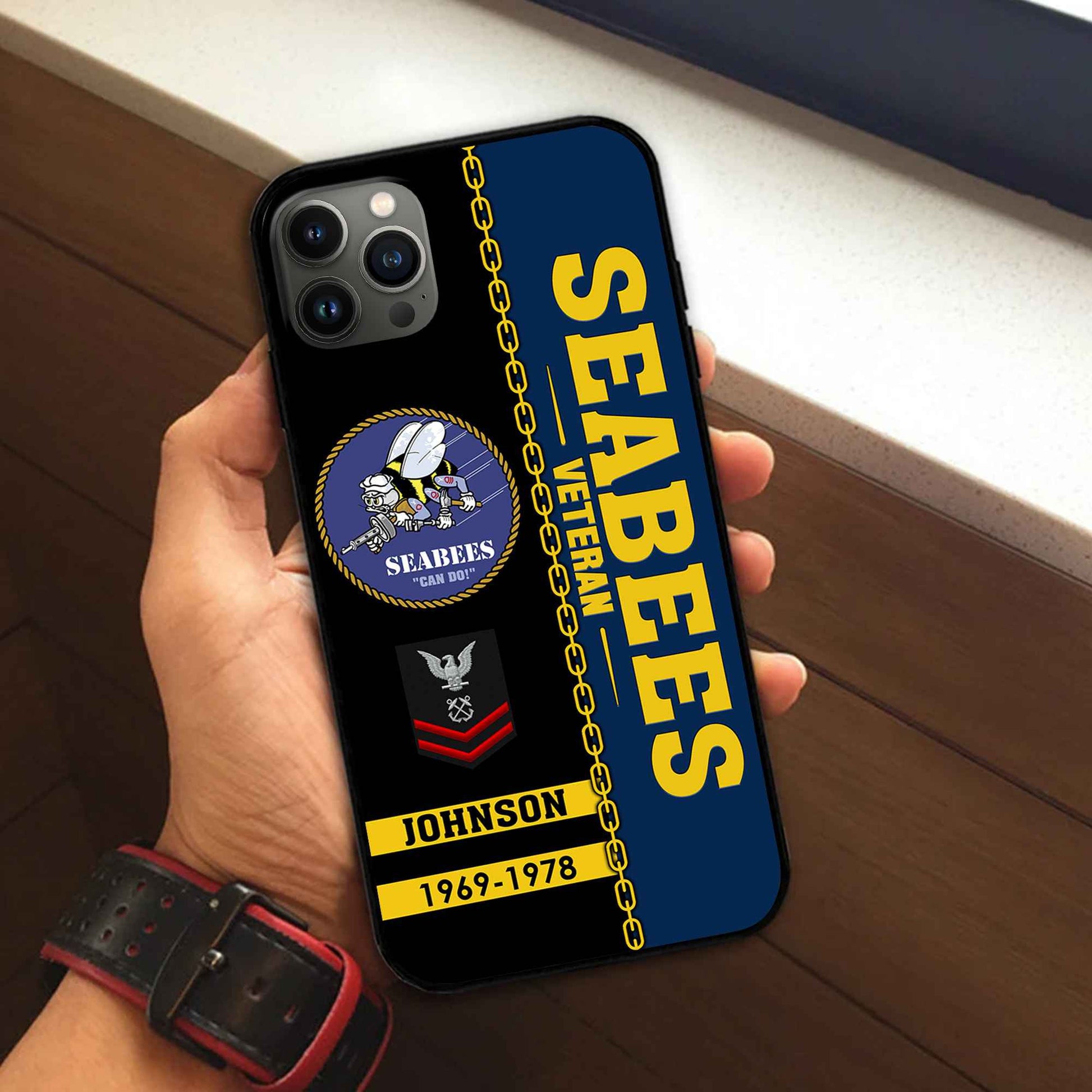 Unique Custom Name, Rank, Year, US Seabees Phone Case VPVC503709, Gifts For Seabees Veteran, Gifts For Dad, For Husband, Best Gifts On Father's Day, Independence Day, Veterans Day.