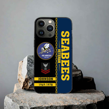 Unique Custom Name, Rank, Year, US Seabees Phone Case VPVC503709, Gifts For Seabees Veteran, Gifts For Dad, For Husband, Best Gifts On Father's Day, Independence Day, Veterans Day.