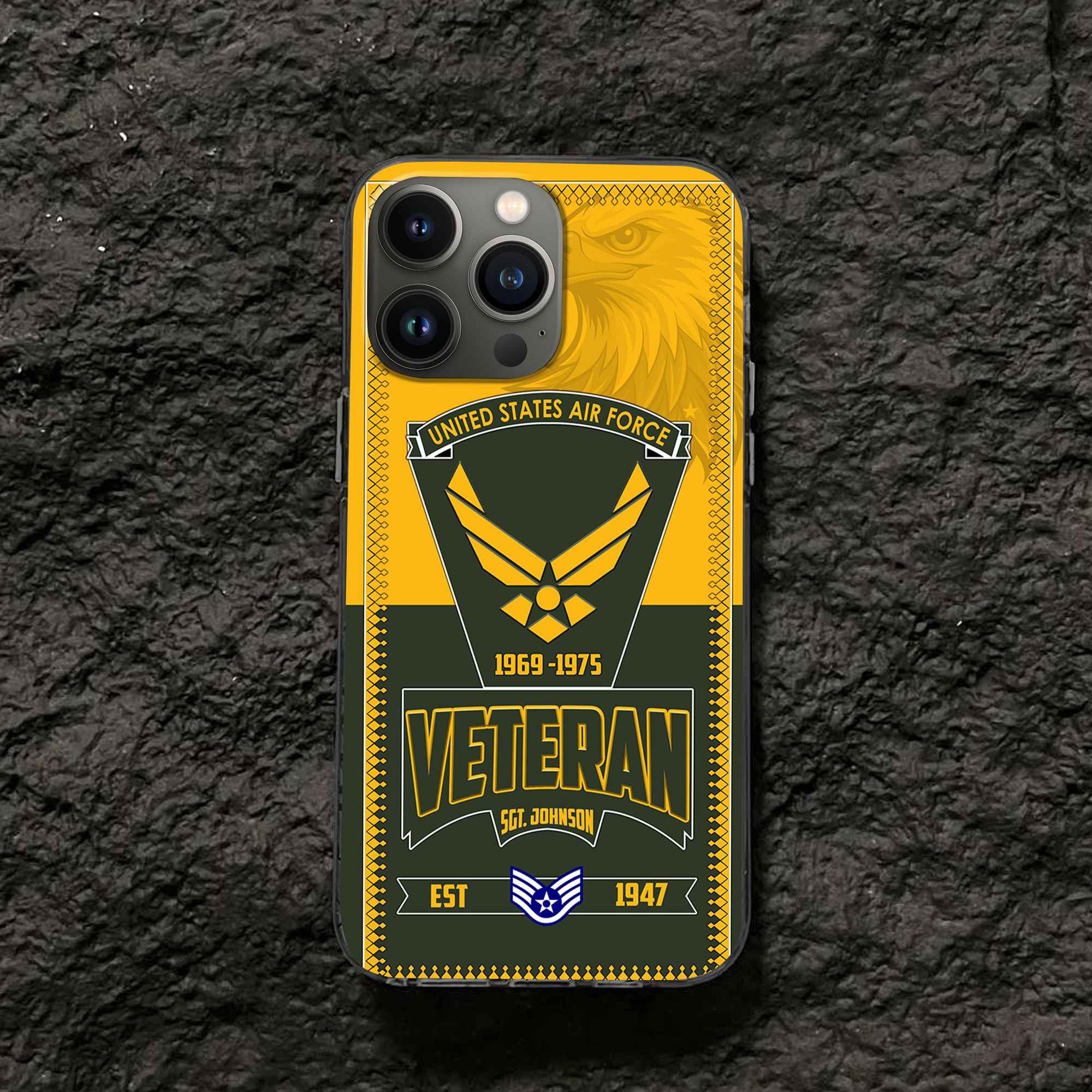 Premium USAF Phone Case VPVC504004, Custom Name, Rank, Year, Gifts For Air Force Veteran, Best Gifts On Father's Day, Armed Forces Day, Independence Day, Veterans Day.