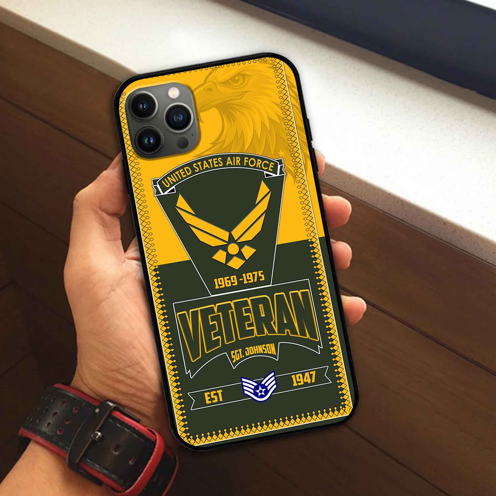 Premium USAF Phone Case VPVC504004, Custom Name, Rank, Year, Gifts For Air Force Veteran, Best Gifts On Father's Day, Armed Forces Day, Independence Day, Veterans Day.
