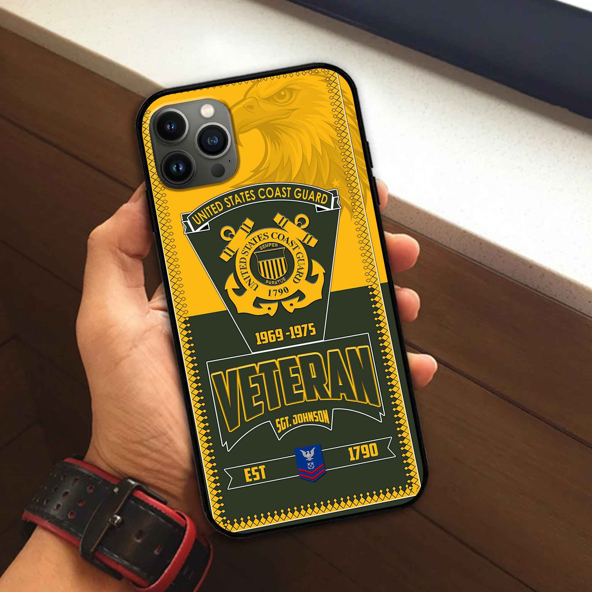 Premium USCG Phone Case VPVC504005, Custom Name, Rank, Year, Gifts For Coast Guard Veteran, Best Gifts On Father's Day, Armed Forces Day, Independence Day, Veterans Day.