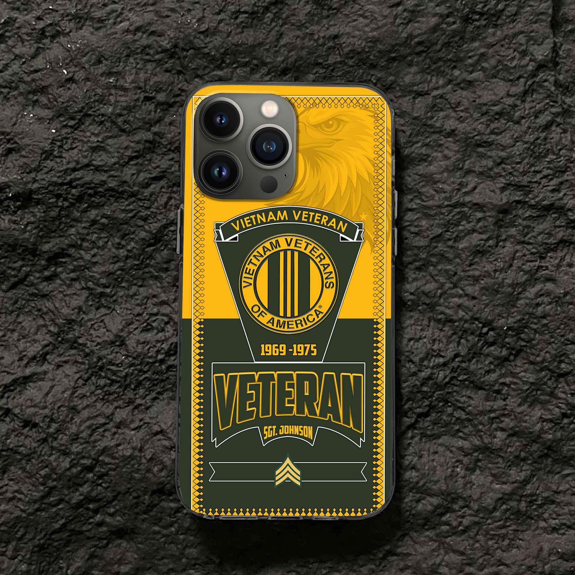 Premium Vietnam Veteran Phone Case VPVC504006, Custom Name, Rank, Year, Gifts For Vietnam Veteran, Best Gifts On Father's Day, Armed Forces Day, Independence Day, Veterans Day.
