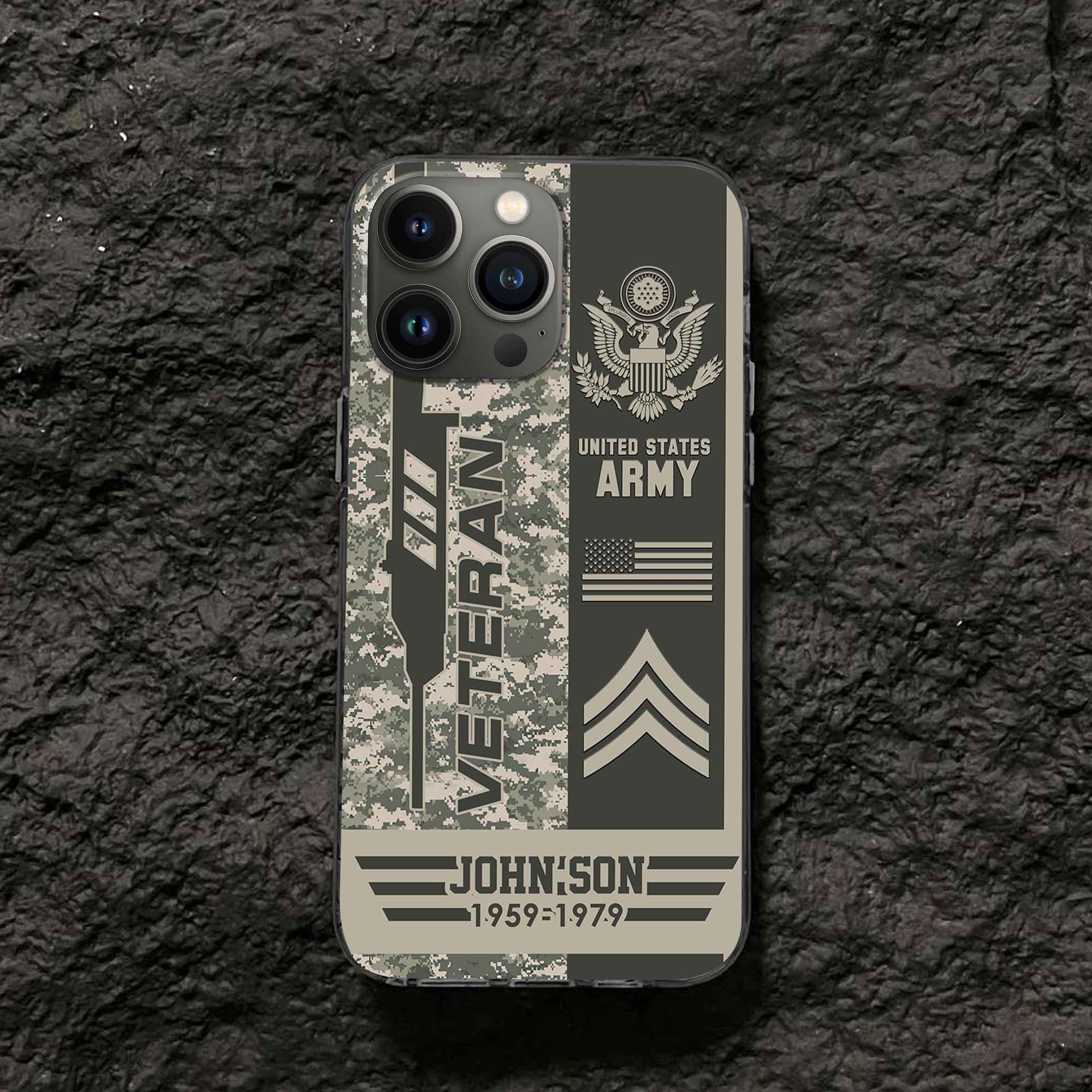 Unique Custom Name, Rank, Year US Army Phone Case VPVC504201, Gifts For Army Veteran, Gifts For Dad, For Husband, Best Gifts On Father's Day, Independence Day, Veterans Day.