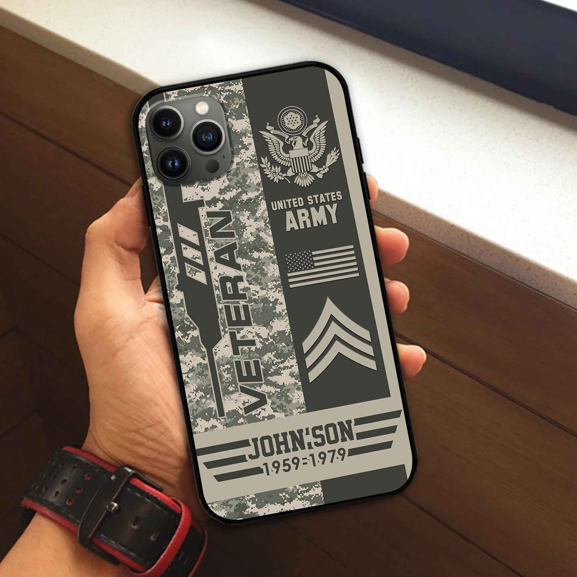 Unique Custom Name, Rank, Year US Army Phone Case VPVC504201, Gifts For Army Veteran, Gifts For Dad, For Husband, Best Gifts On Father's Day, Independence Day, Veterans Day.