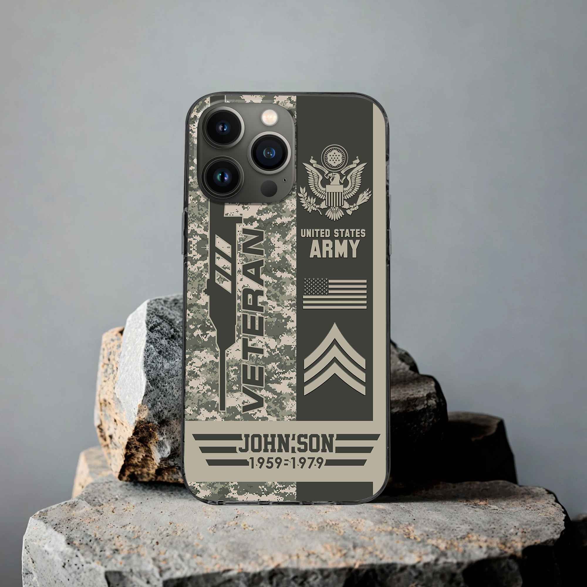 Unique Custom Name, Rank, Year US Army Phone Case VPVC504201, Gifts For Army Veteran, Gifts For Dad, For Husband, Best Gifts On Father's Day, Independence Day, Veterans Day.